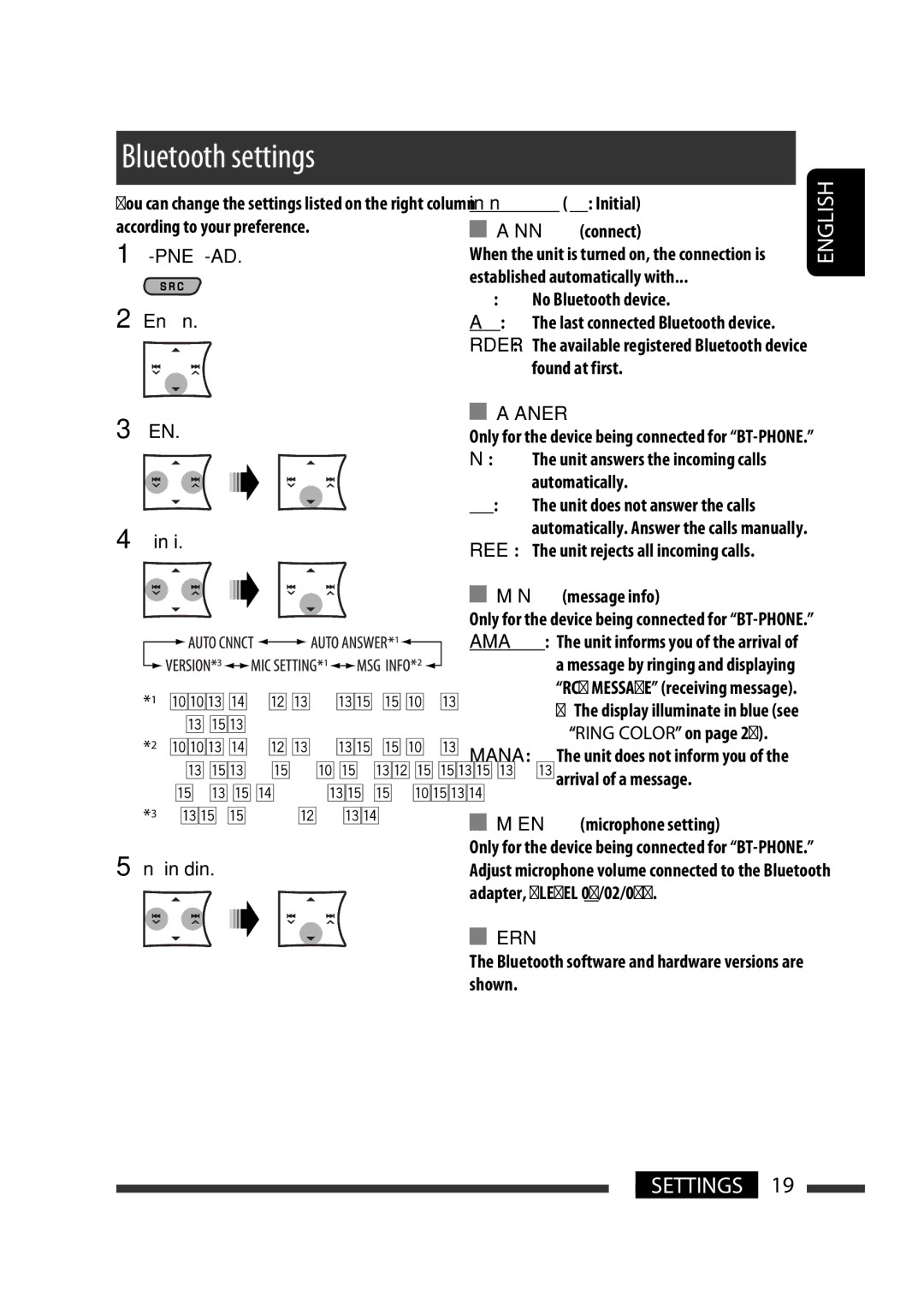 JVC GET0570-001A manual Bluetooth settings 