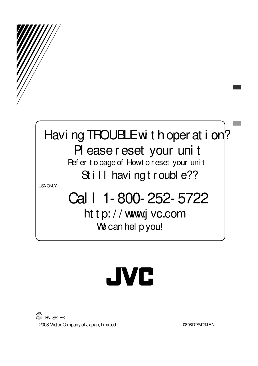 JVC GET0570-001A manual Call 