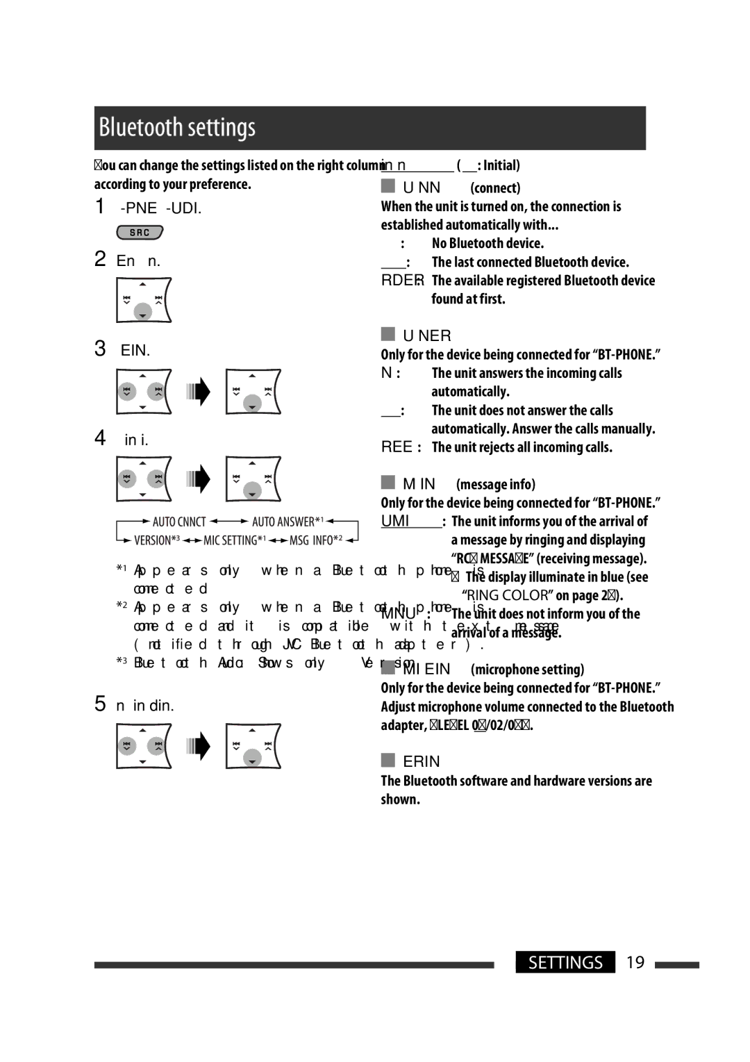 JVC GET0570-001A manual Bluetooth settings 