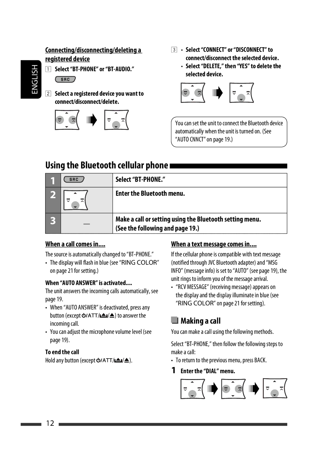 JVC GET0570-001A manual Making a call 