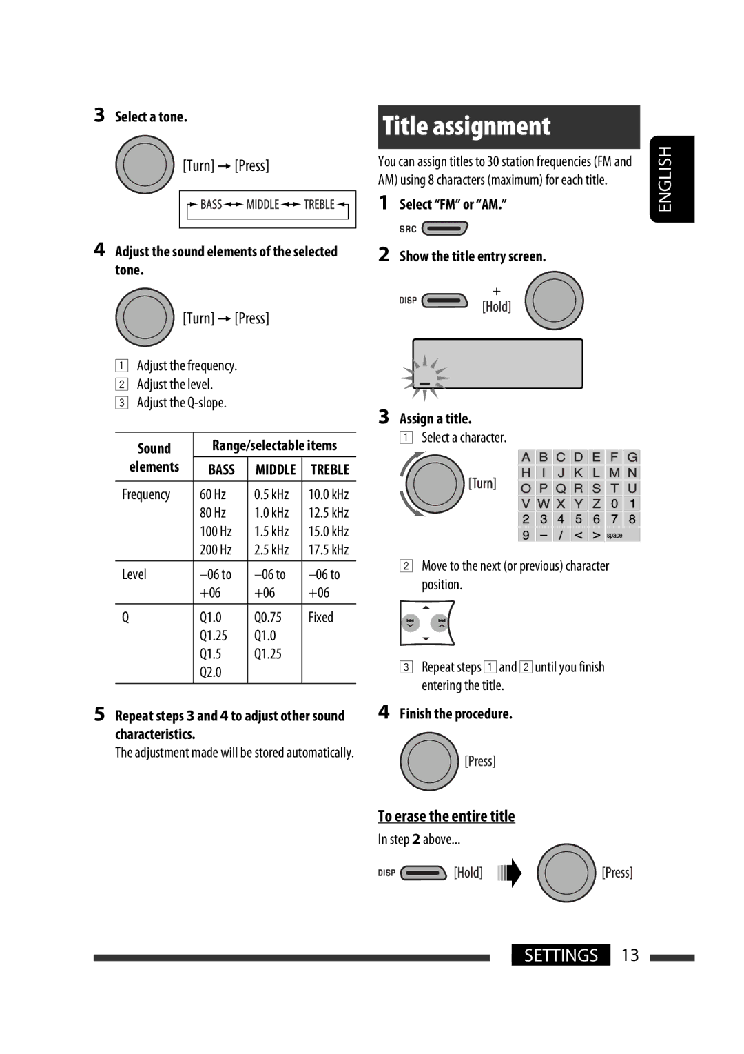 JVC GET0576-001A manual Title assignment, To erase the entire title 