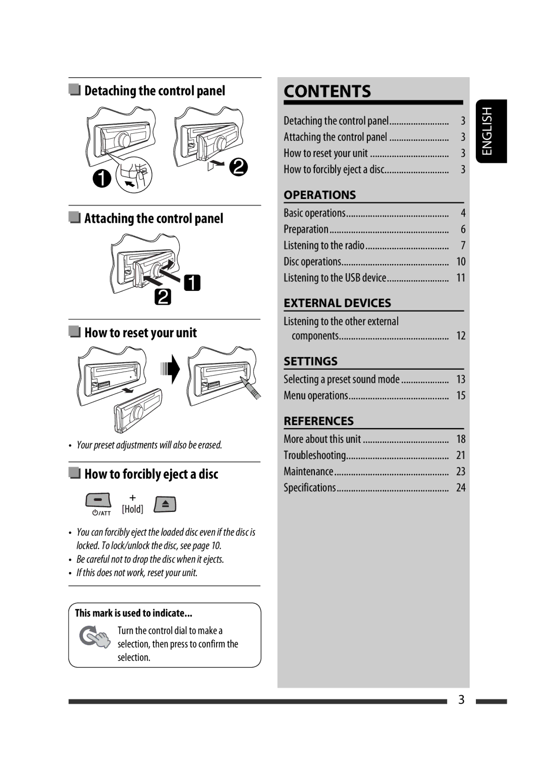 JVC GET0576-001A manual Selecting a preset sound mode Menu operations 