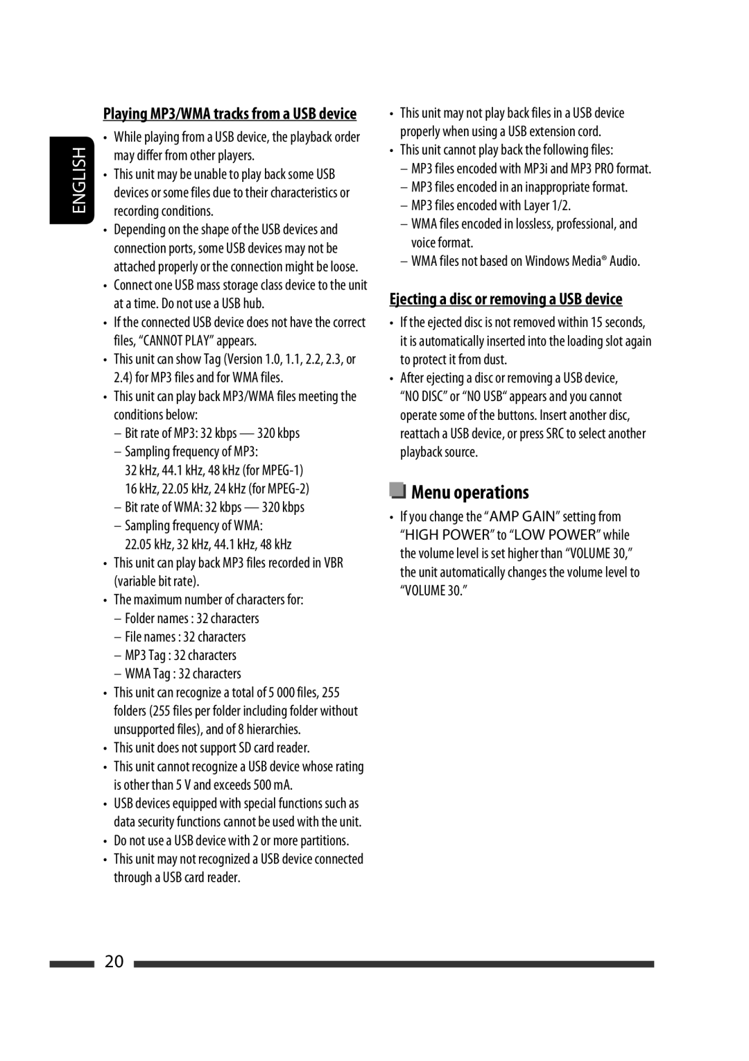 JVC GET0576-001A manual Menu operations 