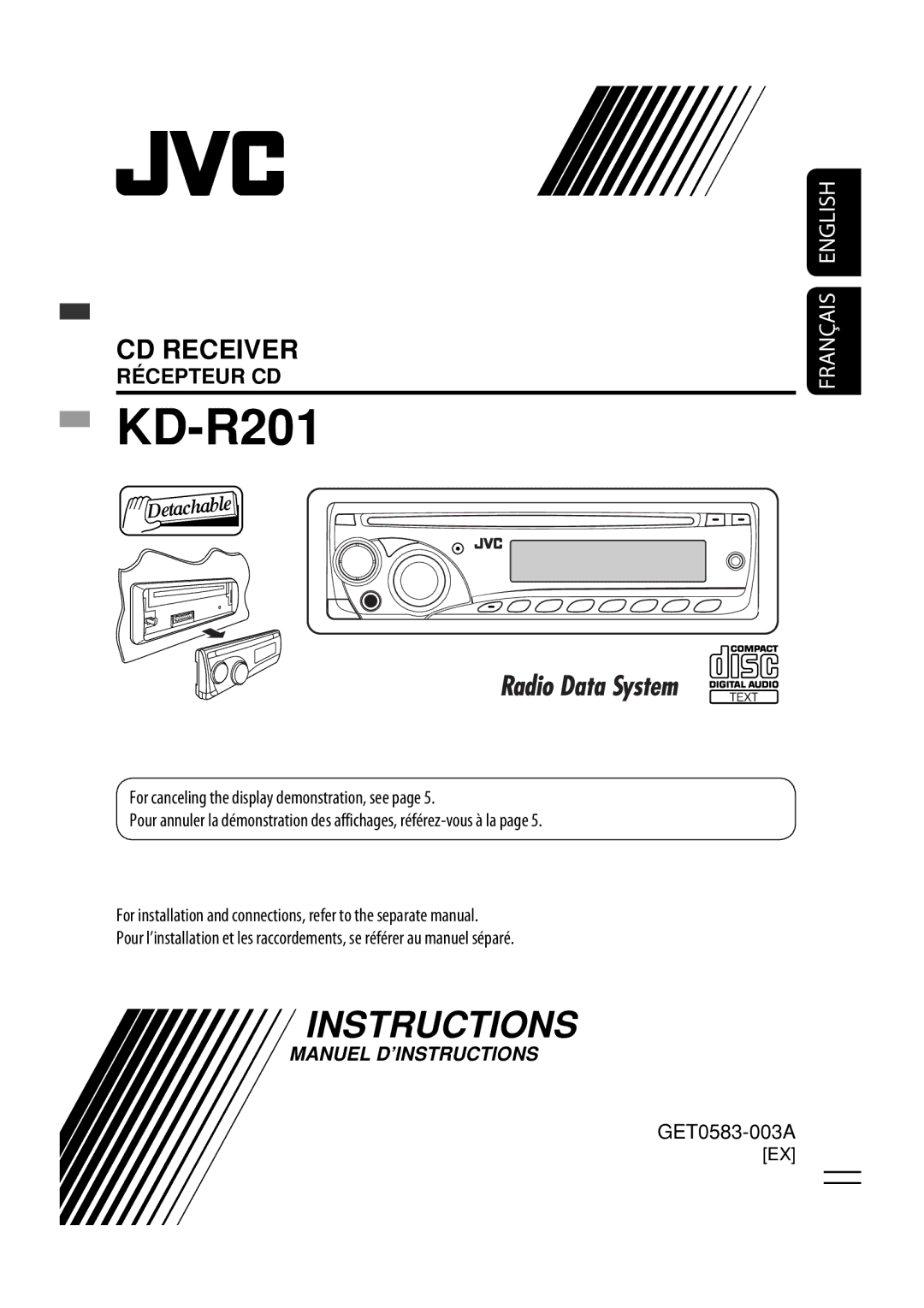 JVC 0708DTSMDTJEIN, GET0582-001A user service KD-R201 