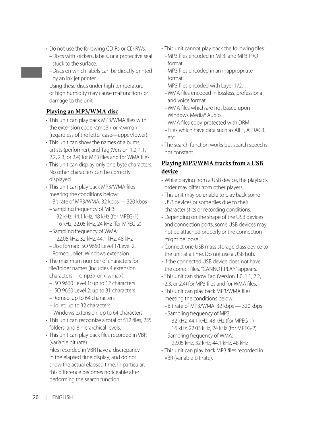 JVC GET0635-003A, GET0634-001A, GET0634-005A, GET0633-001A Playing an MP3/WMA disc, Playing MP3/WMA tracks from a USB device 