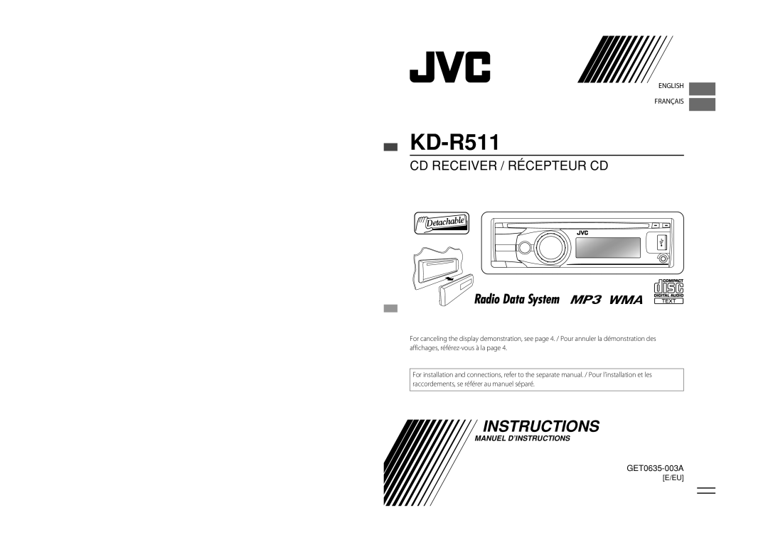 JVC GET0634-001A, GET0634-005A, GET0633-001A, KD-R514, KD-R516, KD-R515, GET0634-010A, GET0634-006A, GET0635-003A KD-R511 