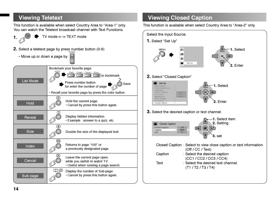 JVC GGT0220-001A-H manual Viewing Teletext, Viewing Closed Caption 