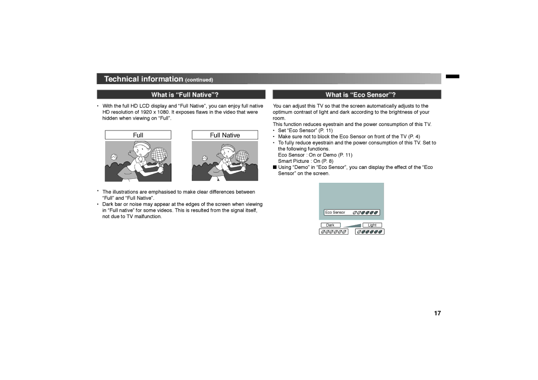 JVC GGT0312-001A-H manual What is Full Native? What is Eco Sensor?, Full Full Native 