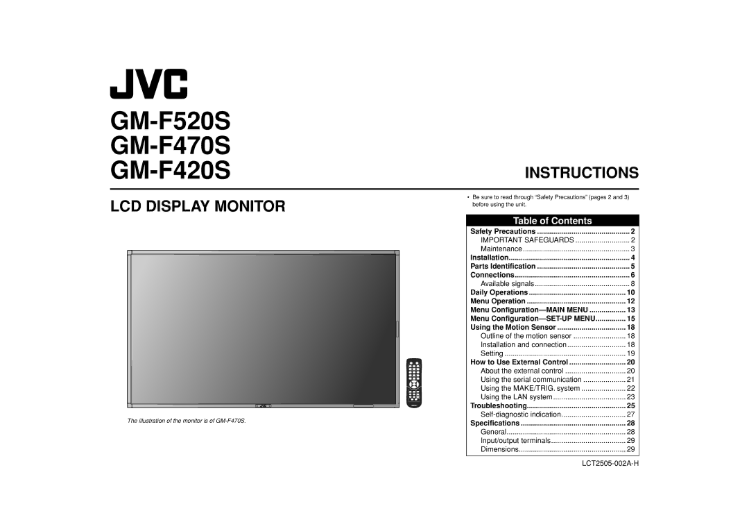 JVC specifications GM-F520S GM-F470S GM-F420S 