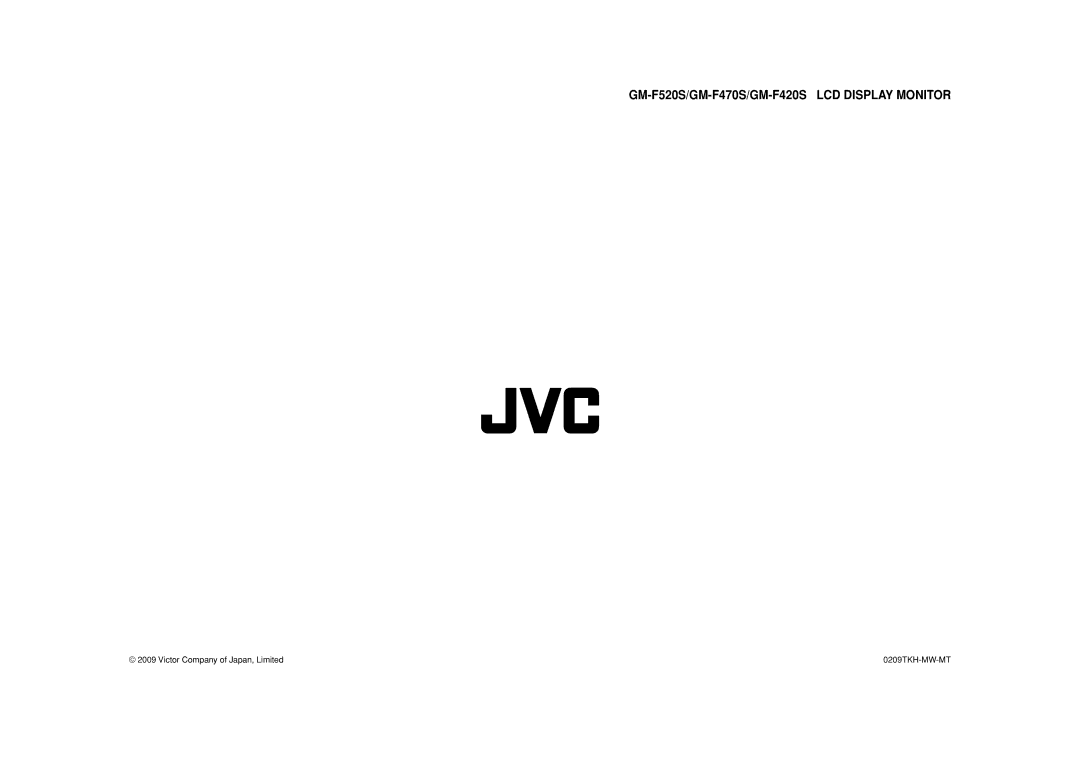 JVC GM-F420S, GM-F520S, GM-F470S specifications Victor Company of Japan, Limited, 0209TKH-MW-MT 