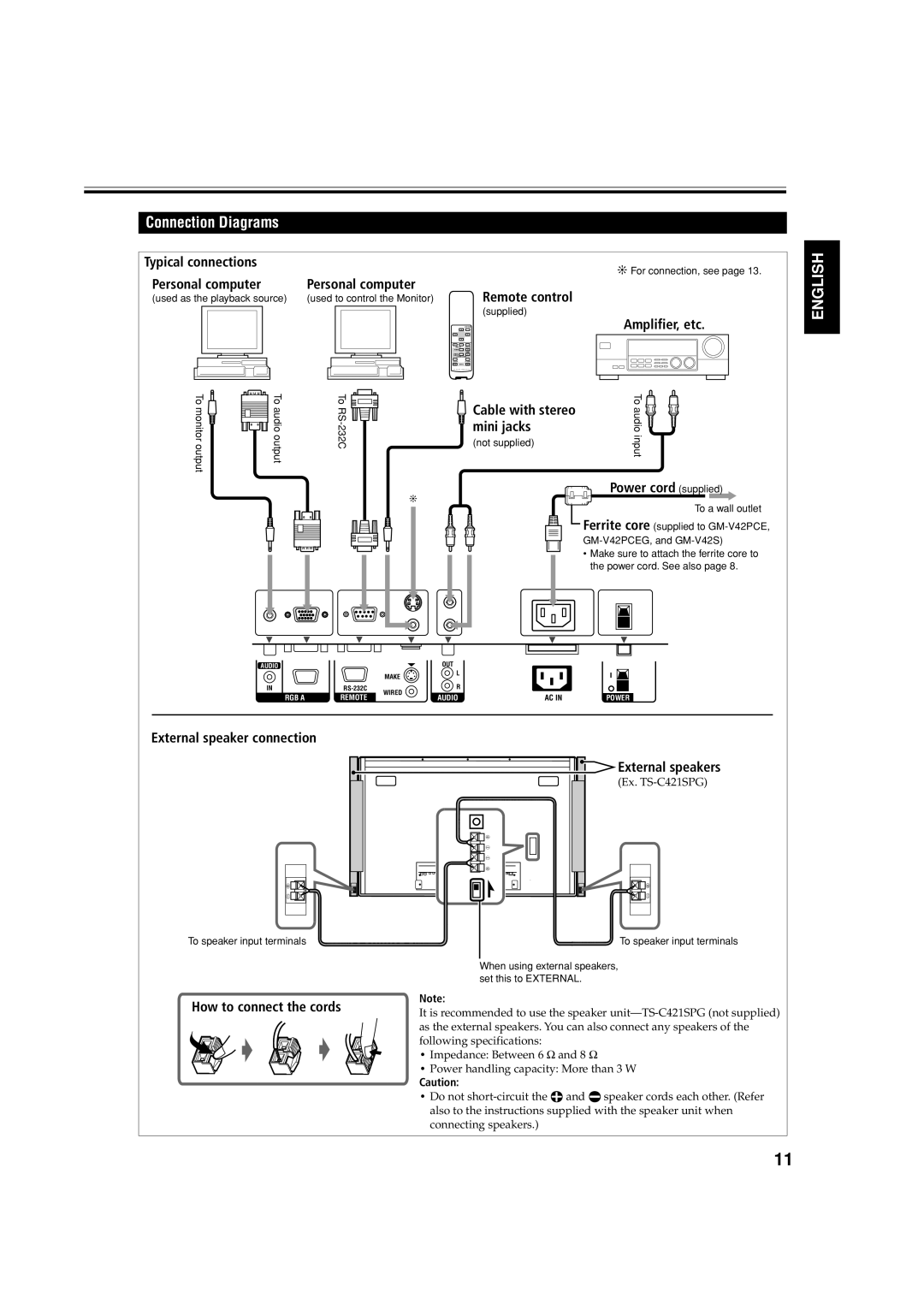 JVC GM-V42E manual Connection Diagrams 