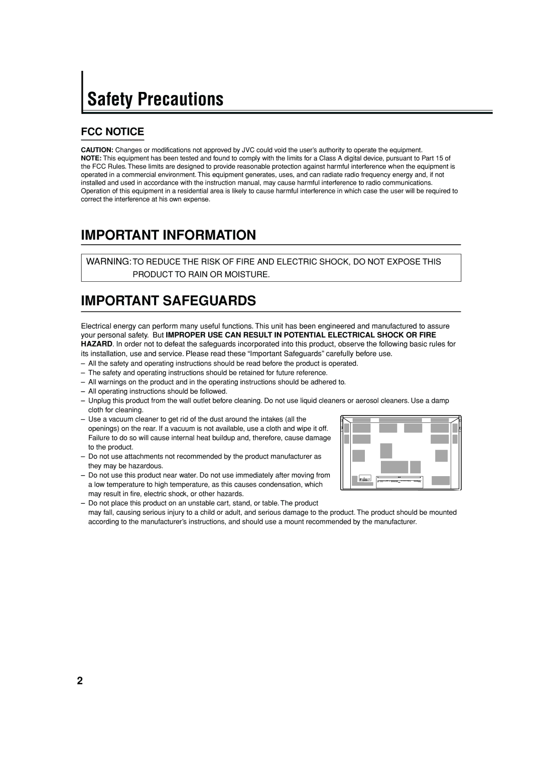 JVC GM X50U manual Safety Precautions, Important Safeguards 