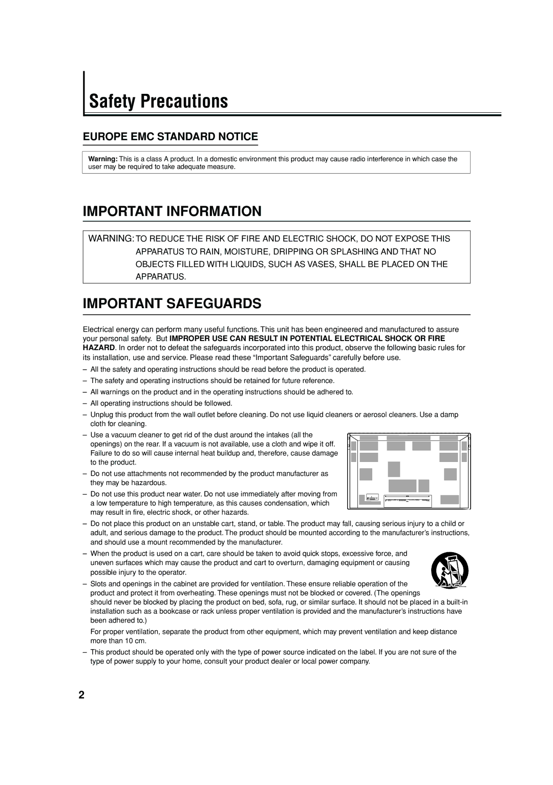 JVC GM X50U manual Important Information Important Safeguards 