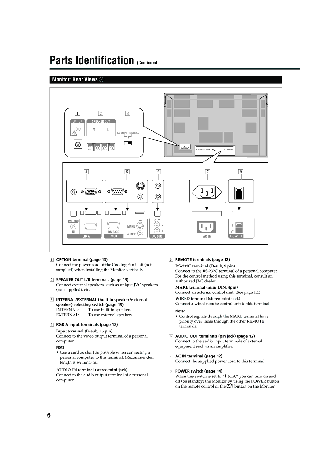 JVC GM X50U manual Option terminal 