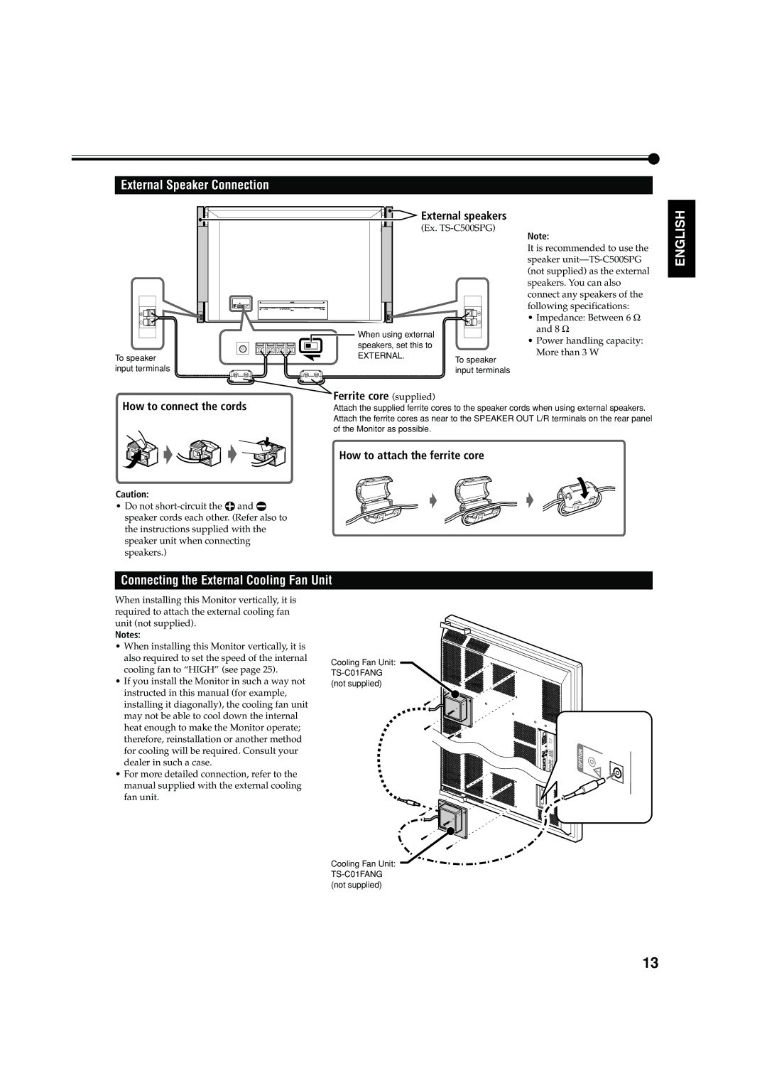 JVC GM X50U manual External Speaker Connection 