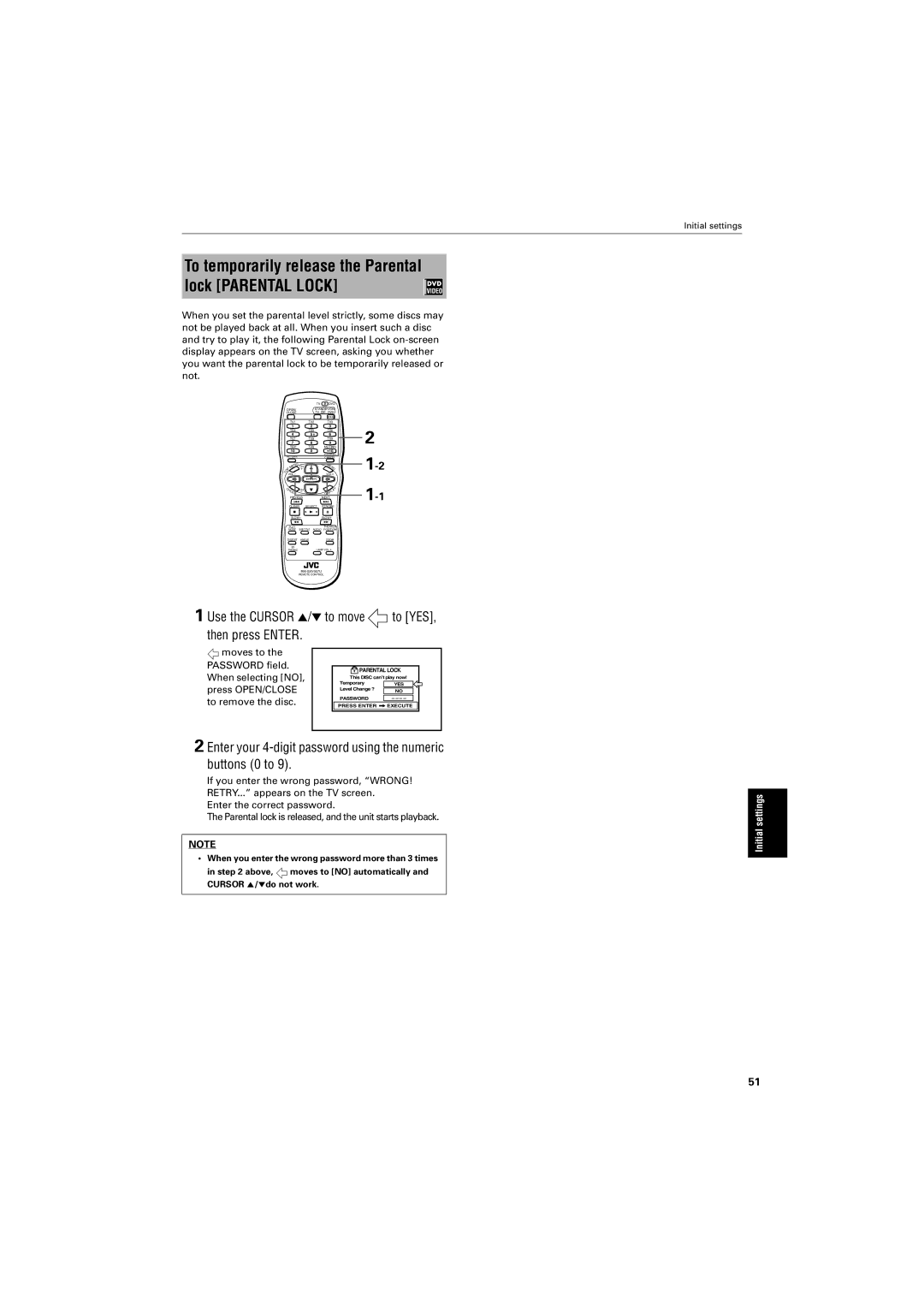 JVC GNT0013-014A manual Moves to Password field, When selecting no, Press OPEN/CLOSE, To remove the disc 