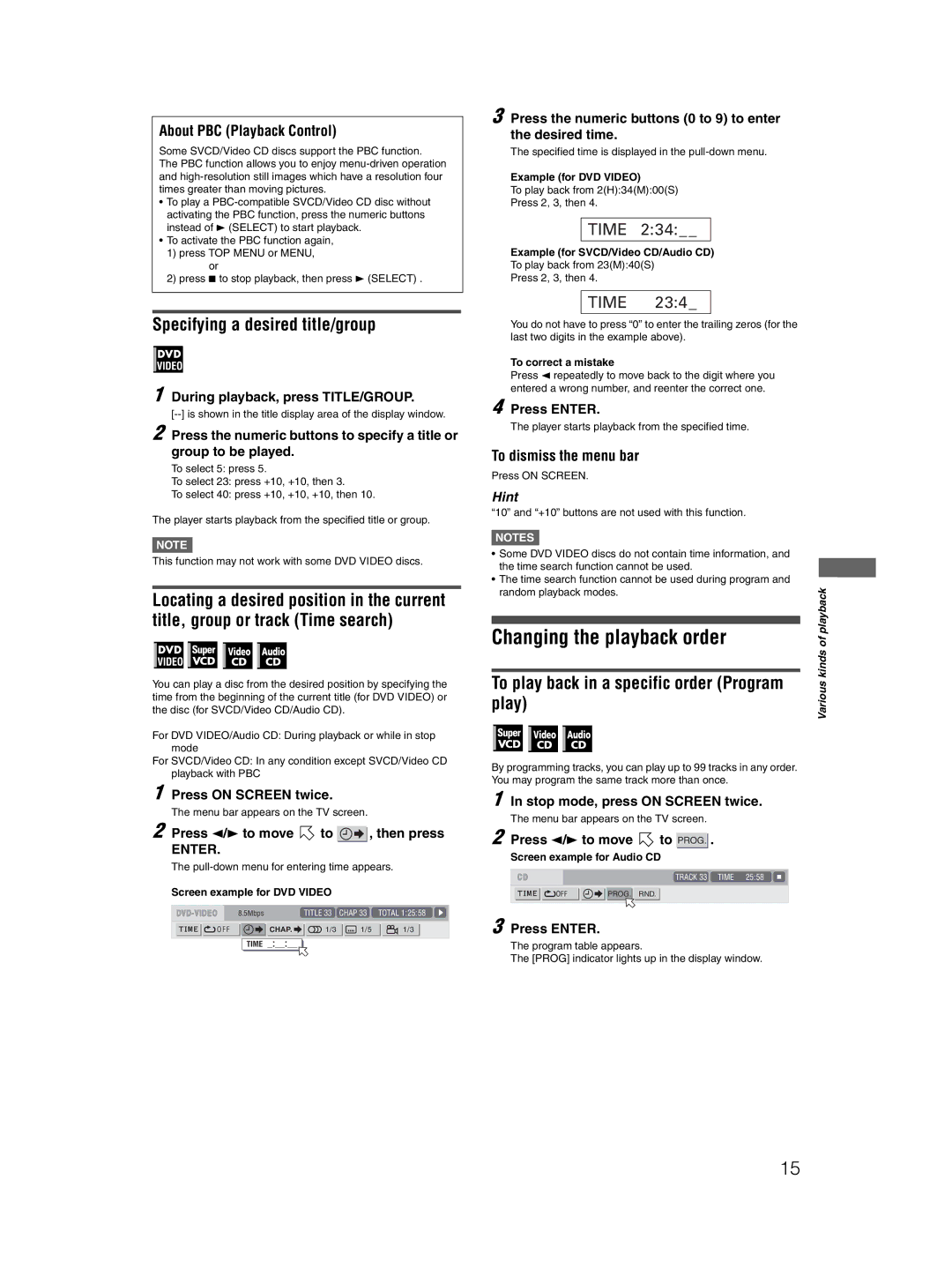 JVC 0204KTYBICJSC, GNT0044-004A Changing the playback order, Specifying a desired title/group, About PBC Playback Control 