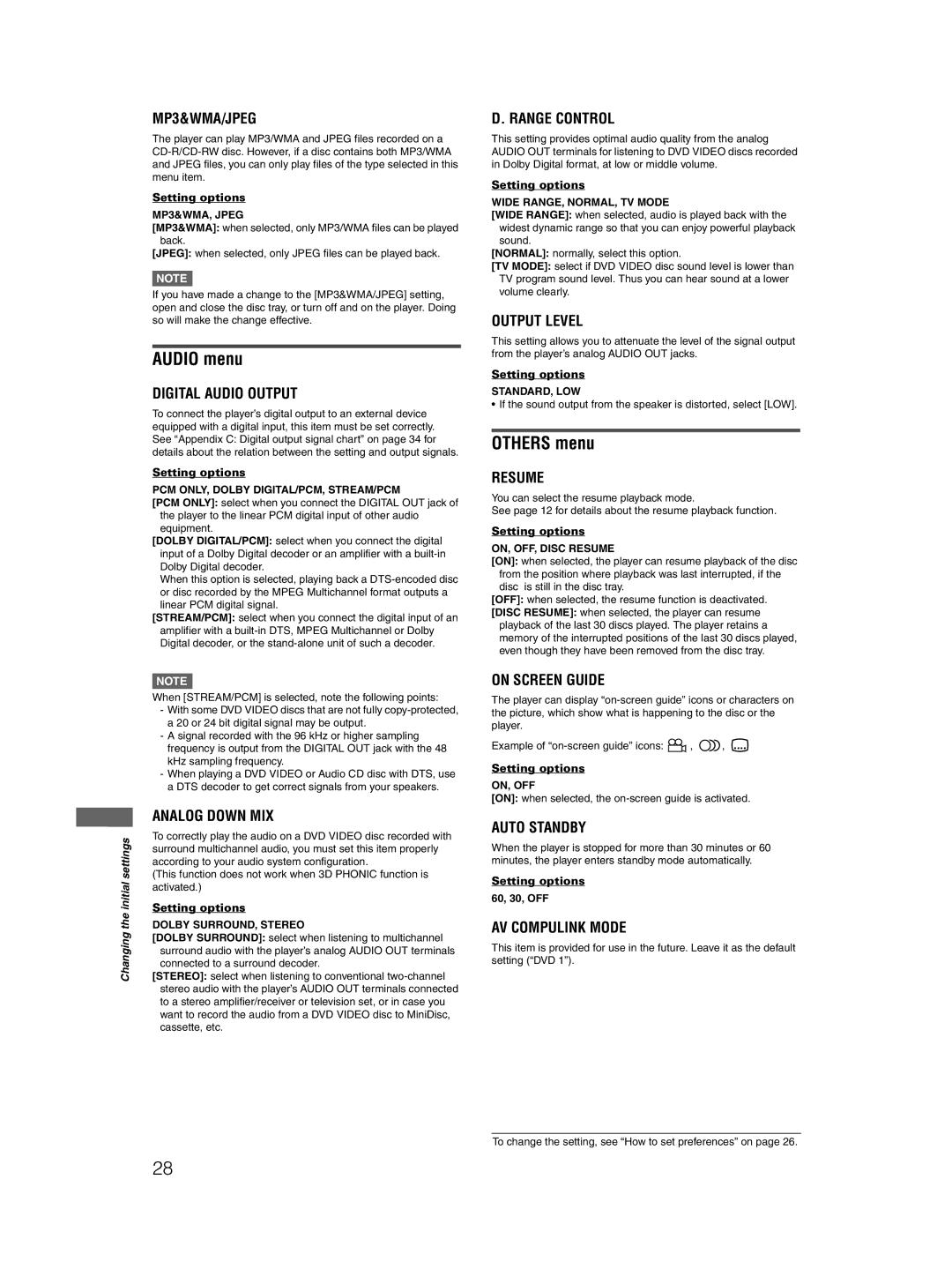 JVC GNT0044-004A, 0204KTYBICJSC manual Audio menu, Others menu 