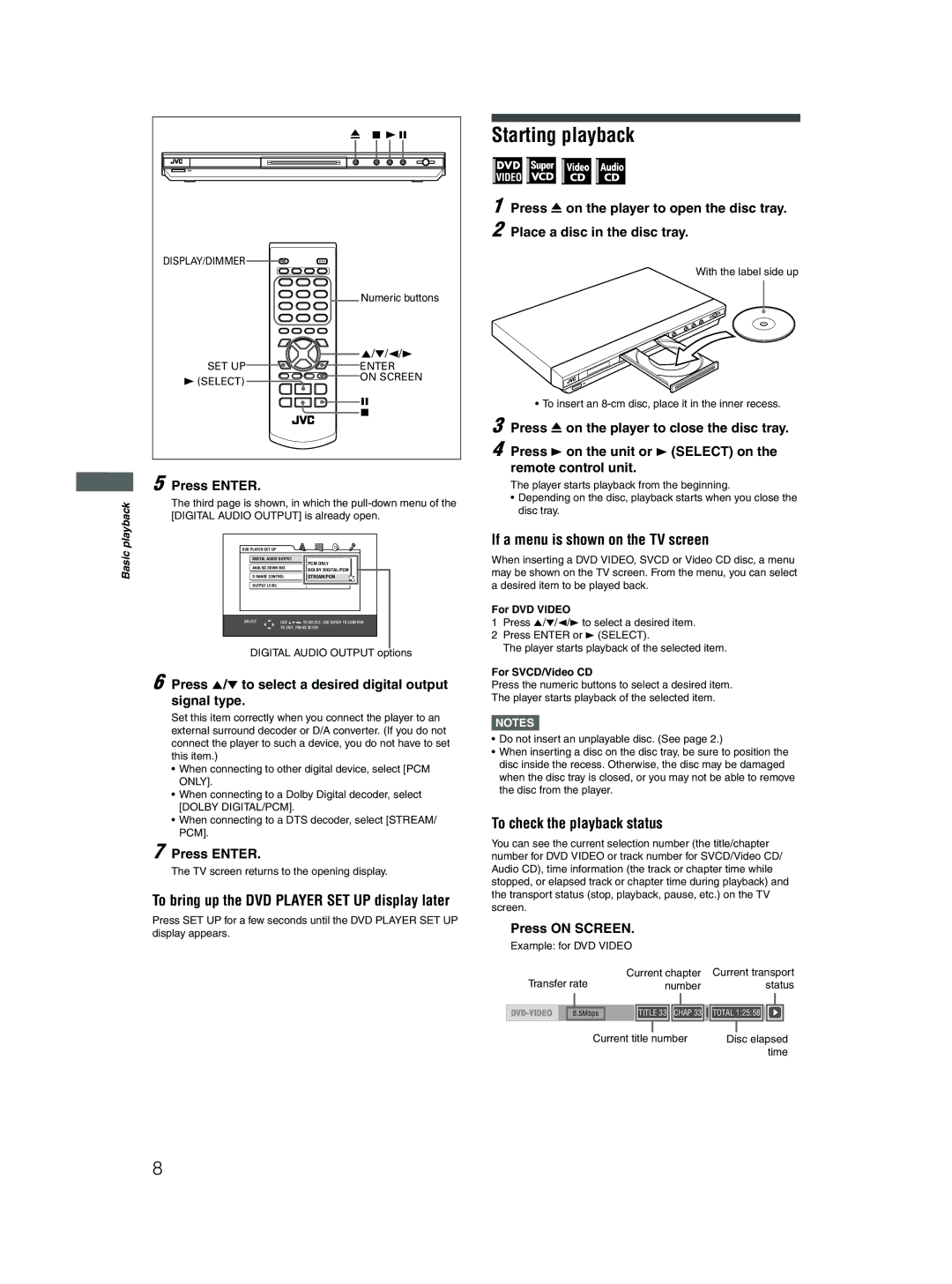 JVC GNT0052-001A, 0204STYBICJSC manual Starting playback, If a menu is shown on the TV screen 