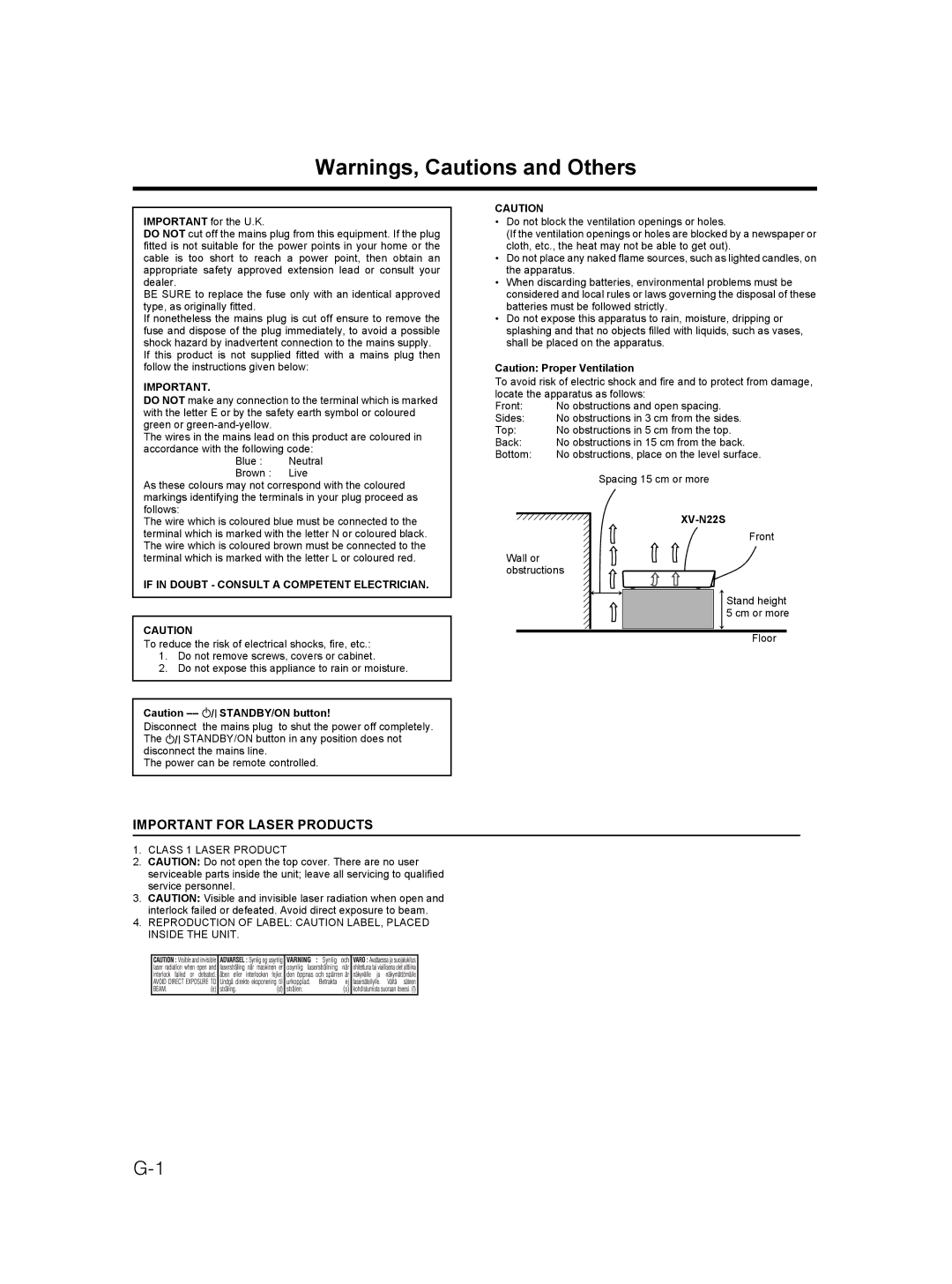 JVC GNT0052-001A, 0204STYBICJSC manual Important for Laser Products 