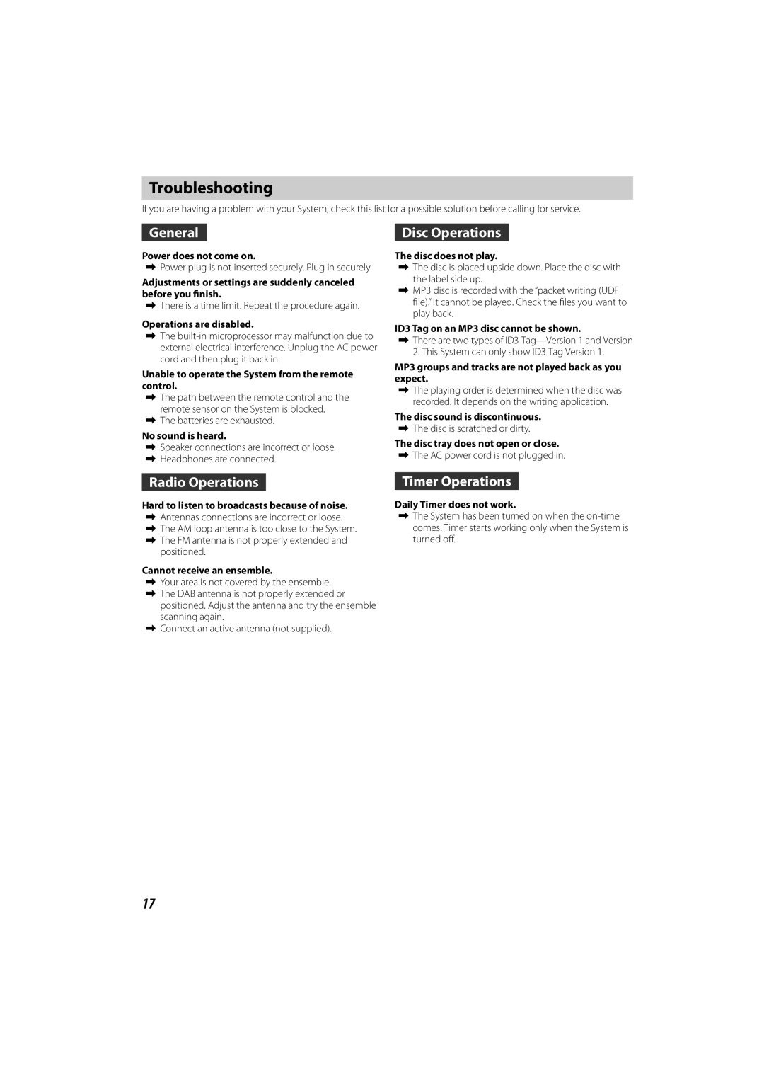 JVC GNT0065-025A manual Troubleshooting 