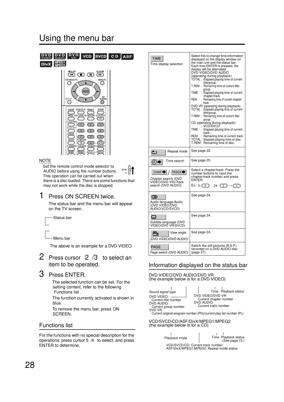 JVC GNT0066-001A manual Using the menu bar 