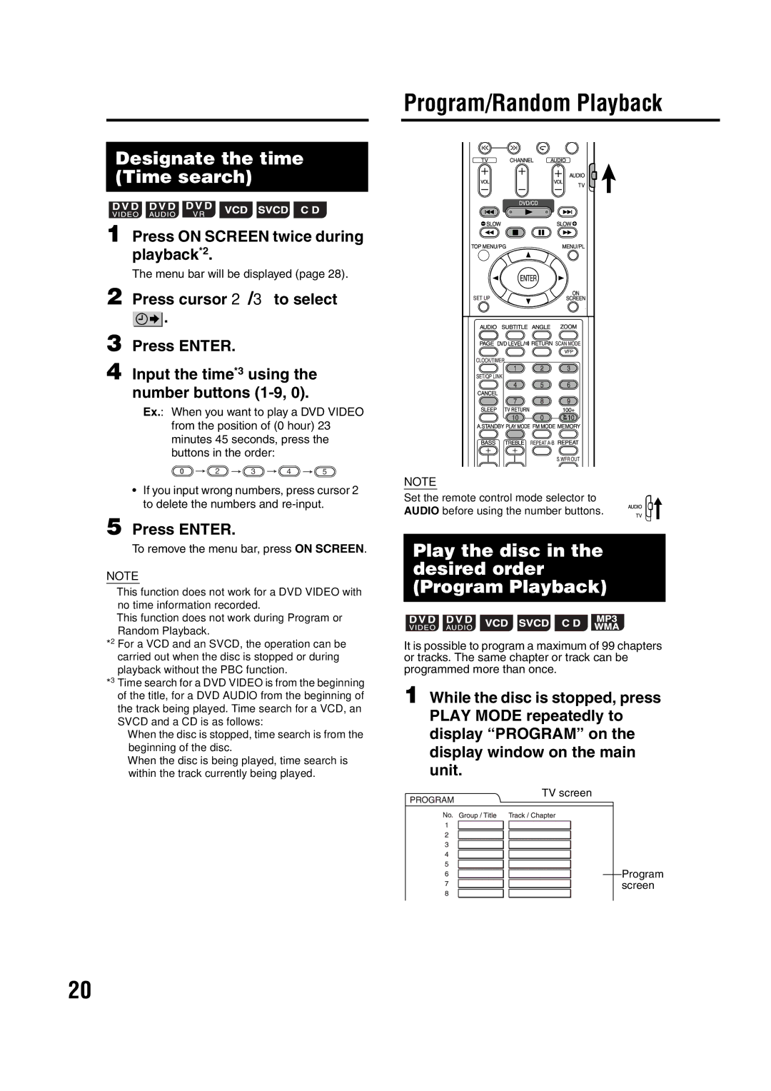 JVC GNT0066-001A manual Program/Random Playback, Designate the time Time search, Press on Screen twice during playback*2 