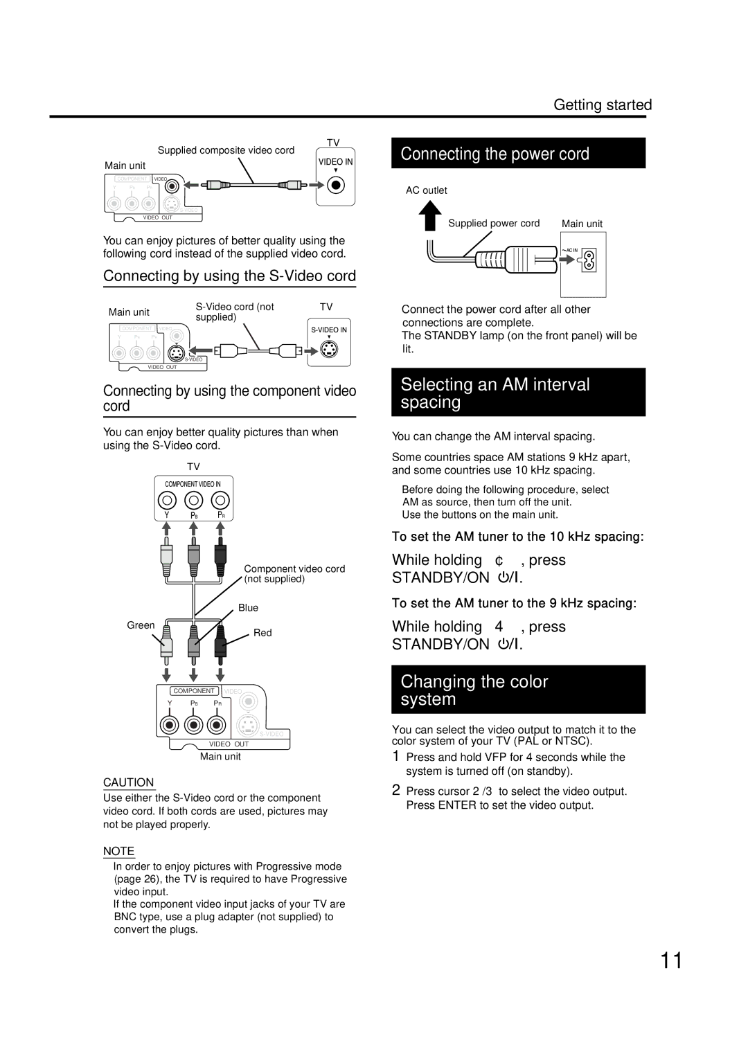 JVC GNT0066-001A manual Selecting an AM interval spacing, Changing the color system, While holding ¢, press 