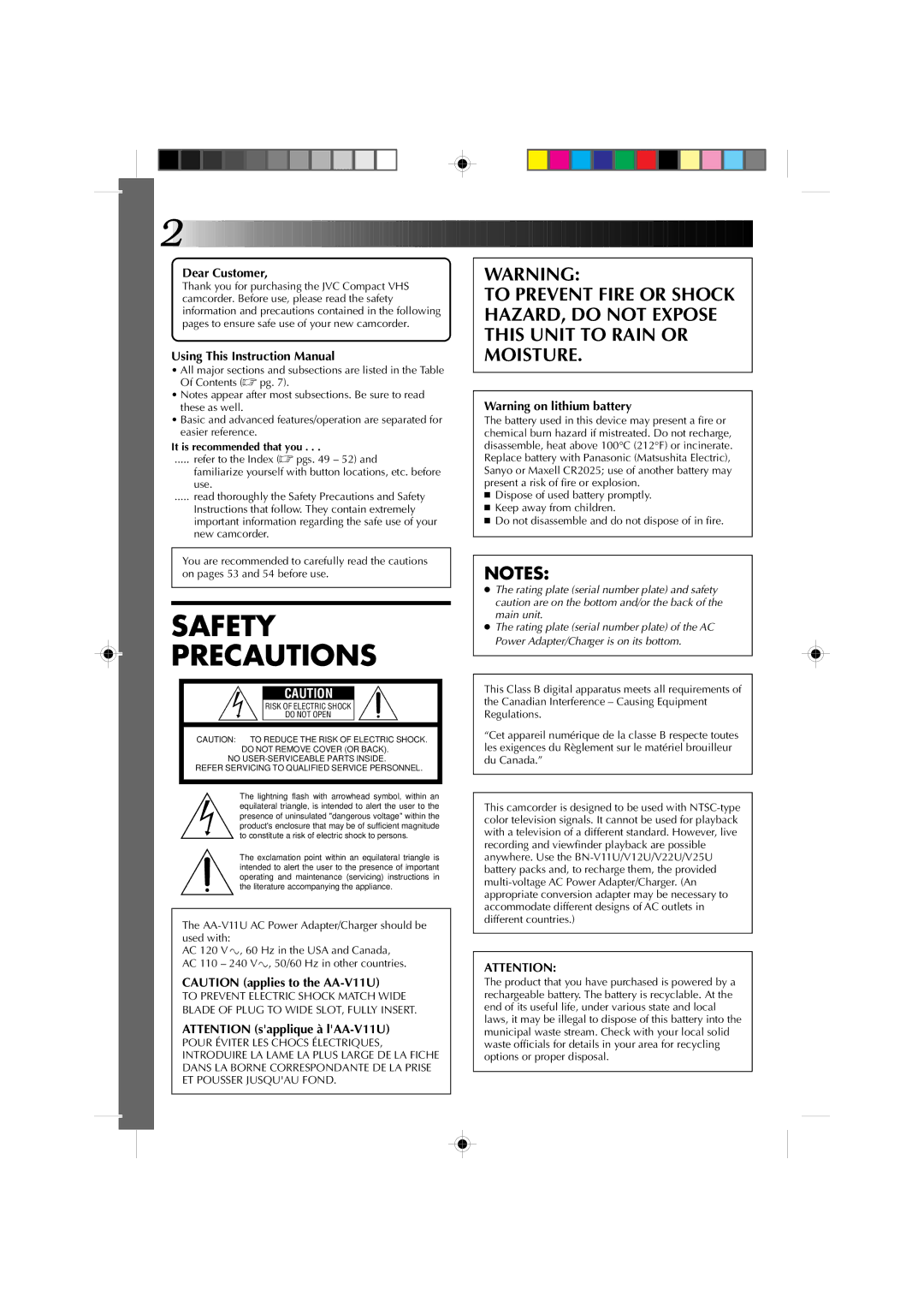 JVC GR-AX1010 manual Dear Customer, It is recommended that you 