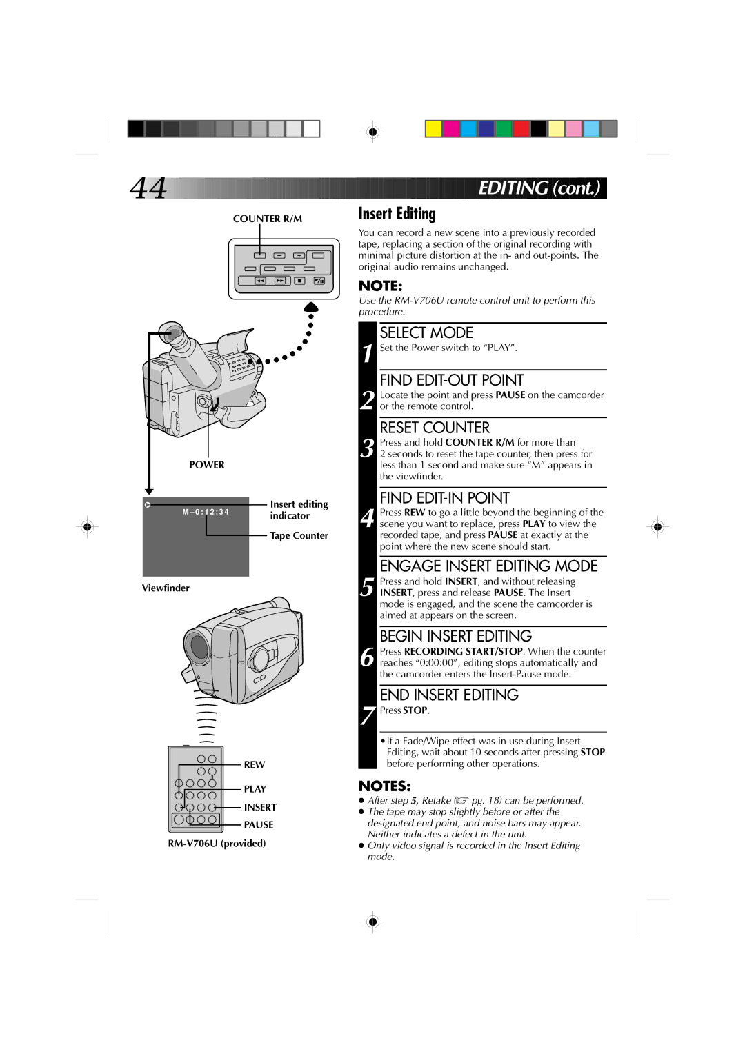 JVC GR-AX1010 manual Counter R/M, Indicator, Viewfinder, REW Play Insert Pause 