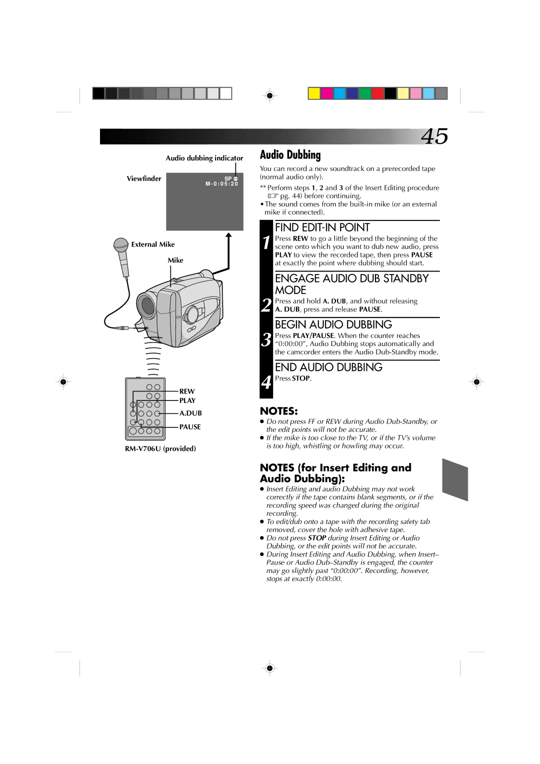 JVC GR-AX1010 manual External Mike, REW Play, Dub 