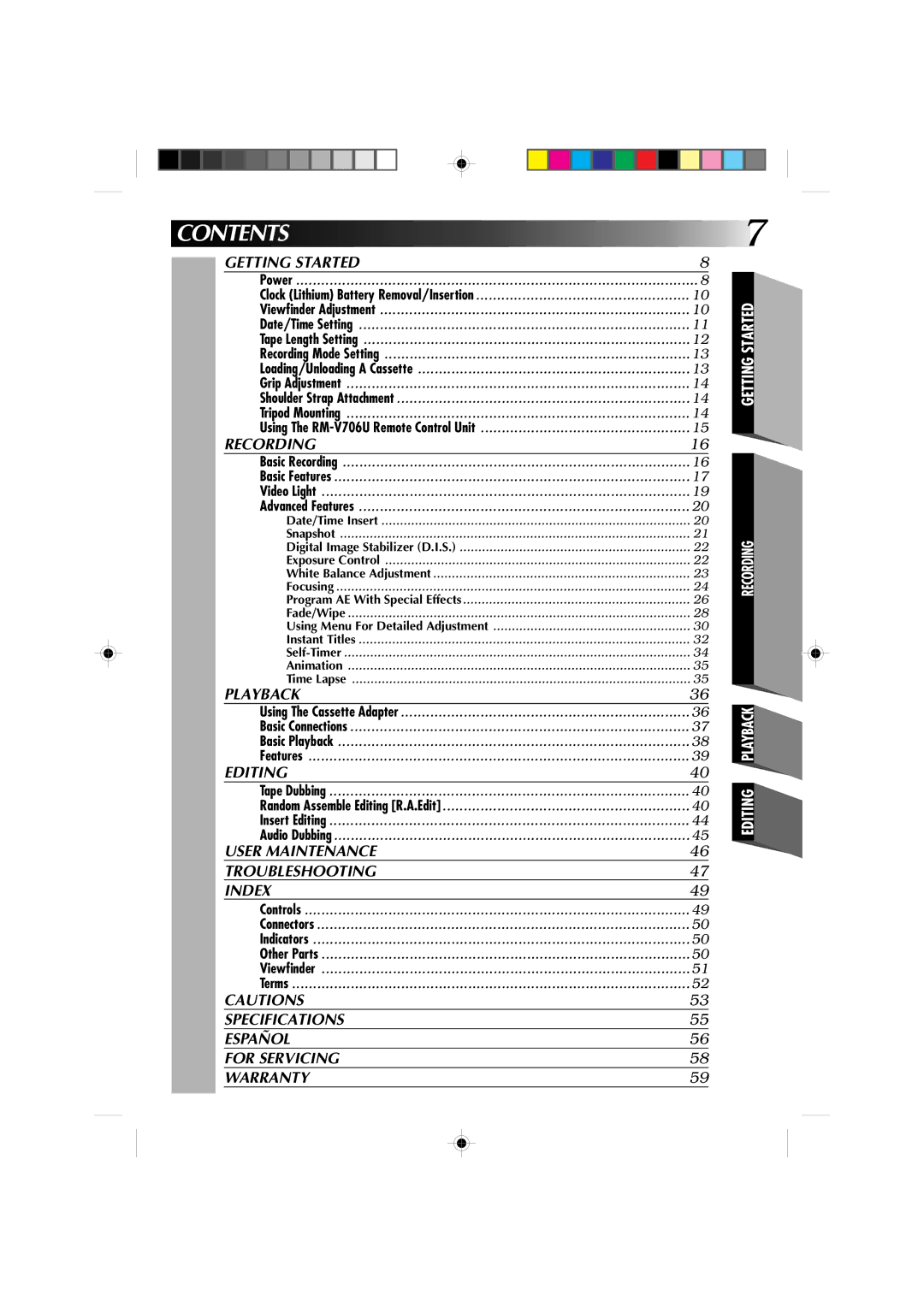 JVC GR-AX1010 manual Contents 