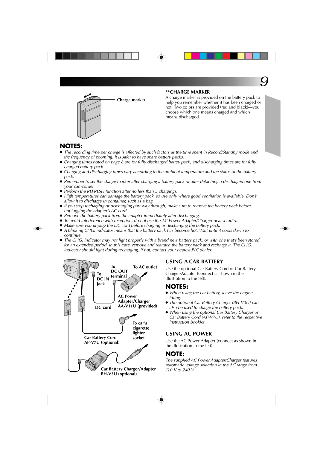 JVC GR-AX1010 manual Charge Marker, Dc Out 