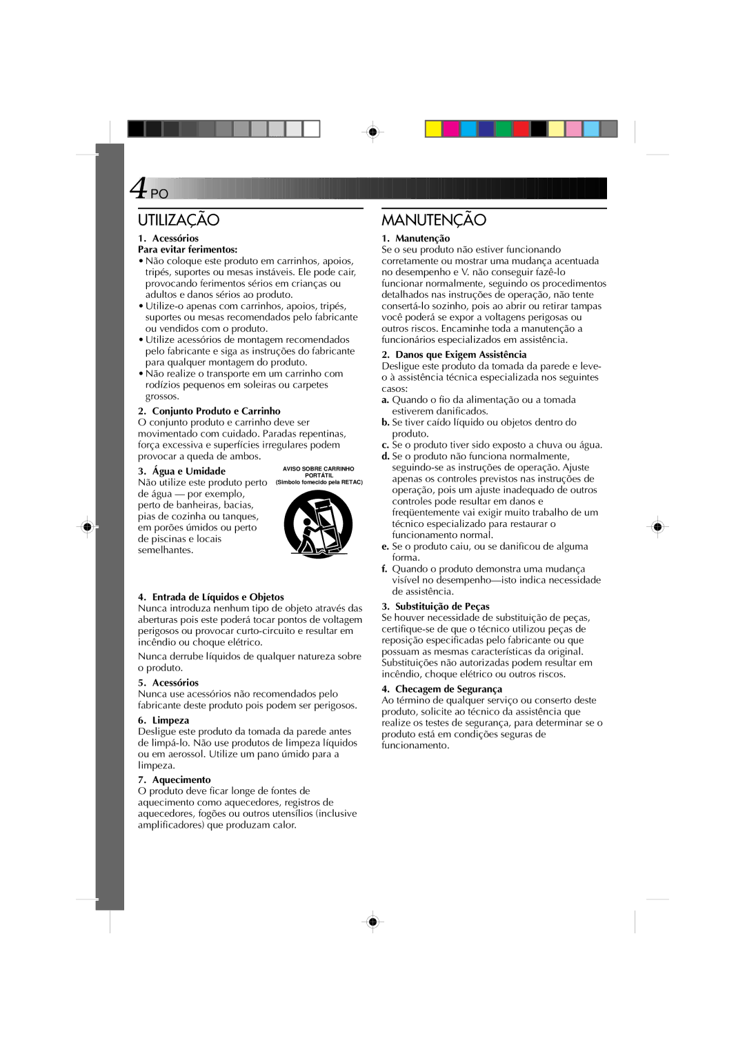 JVC GR-AX1027 manual Utilização, Manutenção 
