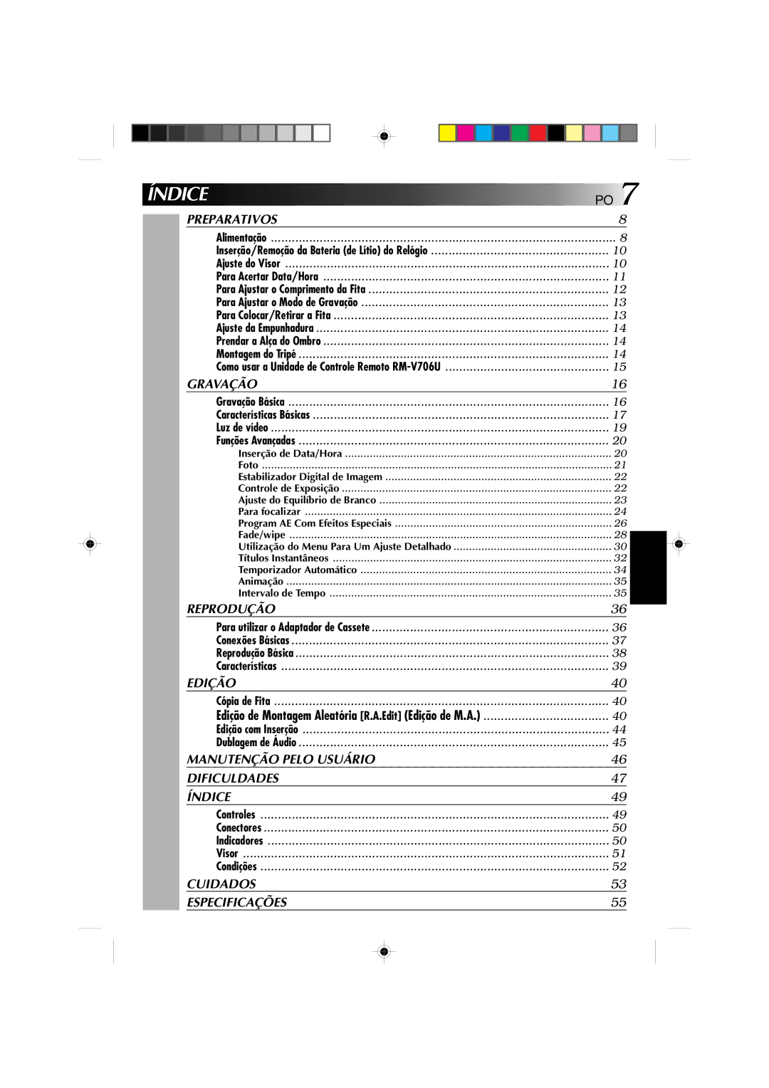 JVC GR-AX1027 manual Índice, Gravação 