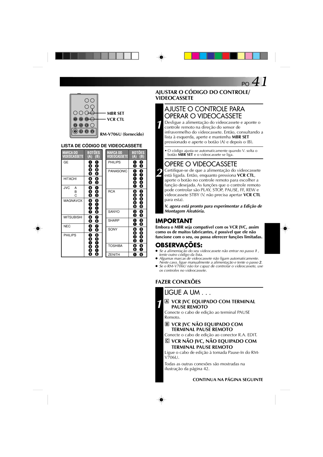 JVC GR-AX1027 manual Ajuste O Controle Para Operar O Videocassete, Opere O Videocassete 