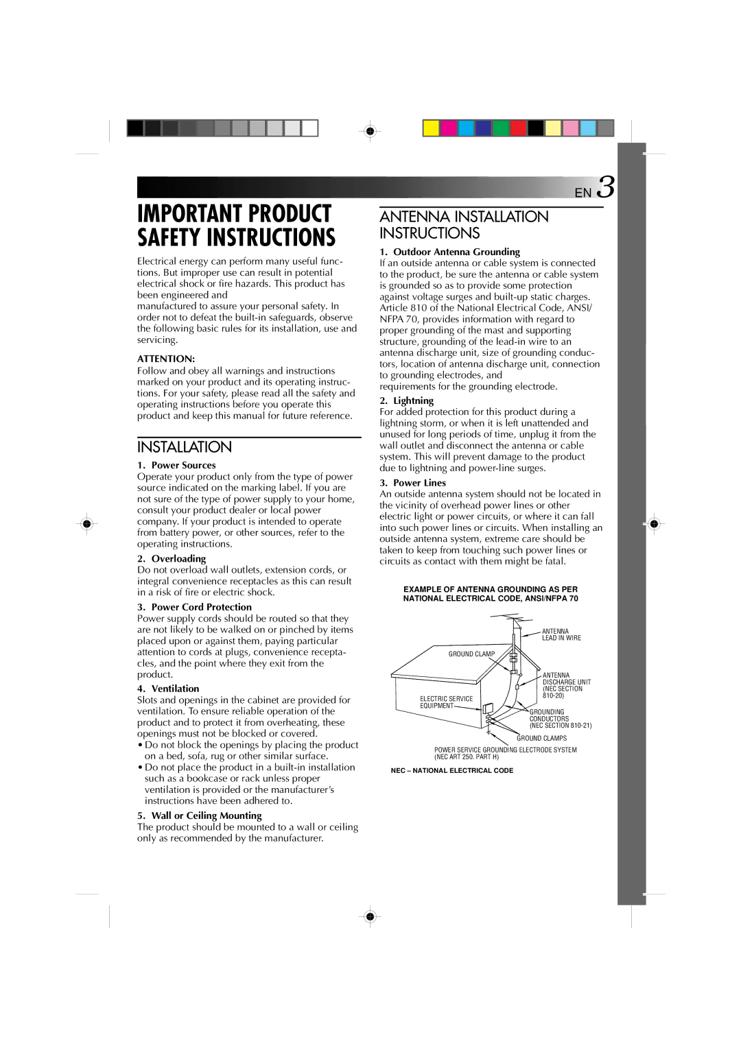 JVC GR-AX1027 manual Antenna Installation Instructions 