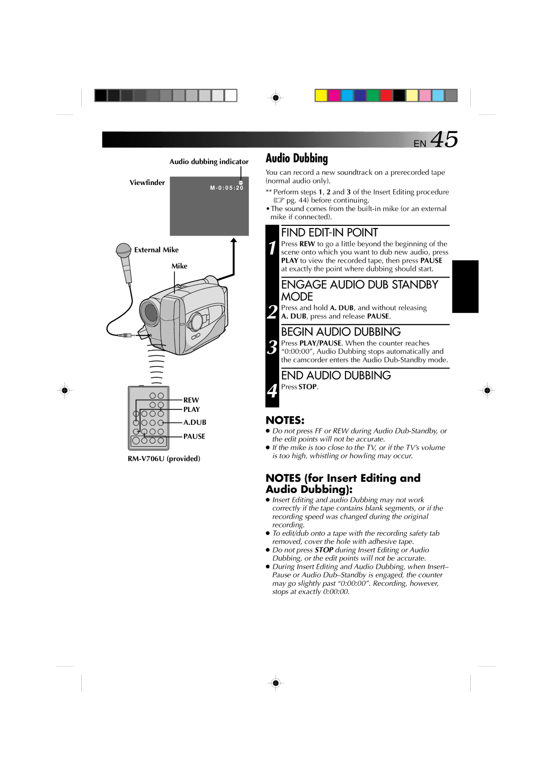 JVC GR-AX1027 manual Audio dubbing indicator Viewfindere, External Mike, REW Play, Dub 