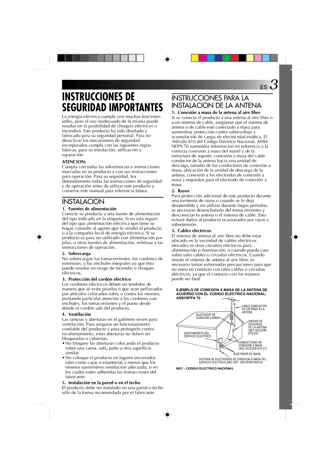 JVC GR-AX1027 manual Instrucciones Para LA Instalacion DE LA Antena 