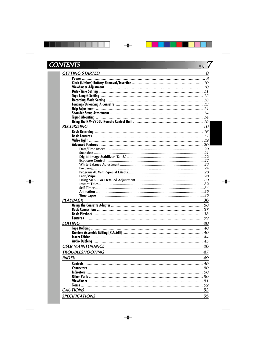 JVC GR-AX1027 manual Contents 