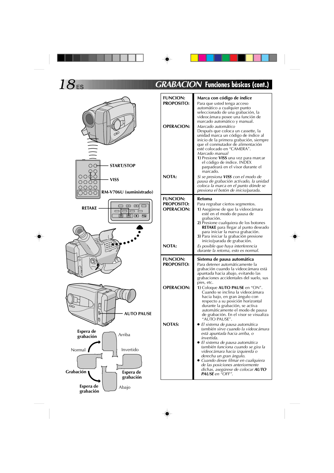 JVC GR-AX1027 manual Funciones básic as 