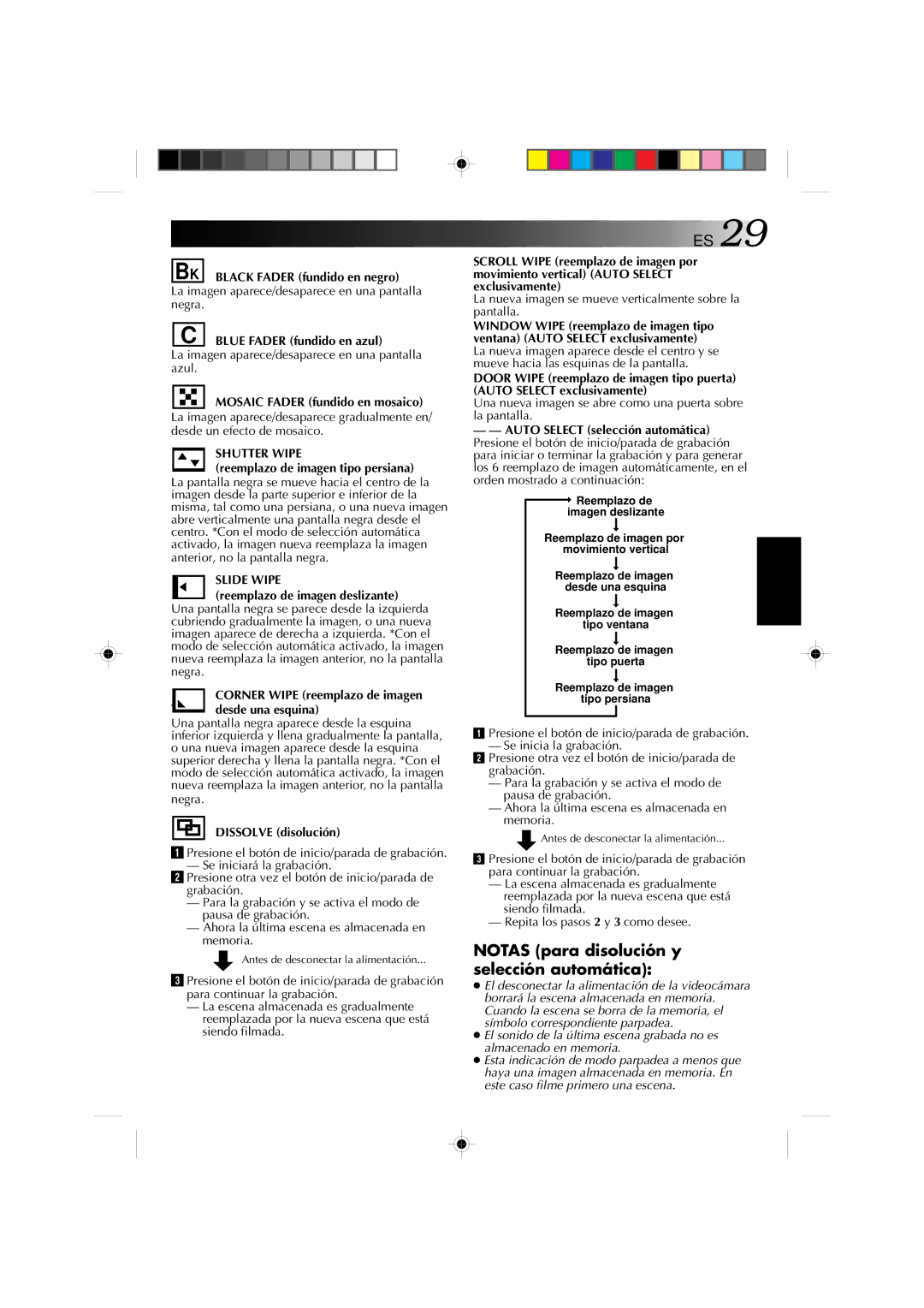 JVC GR-AX1027 manual Shutter Wipe, Slide Wipe 