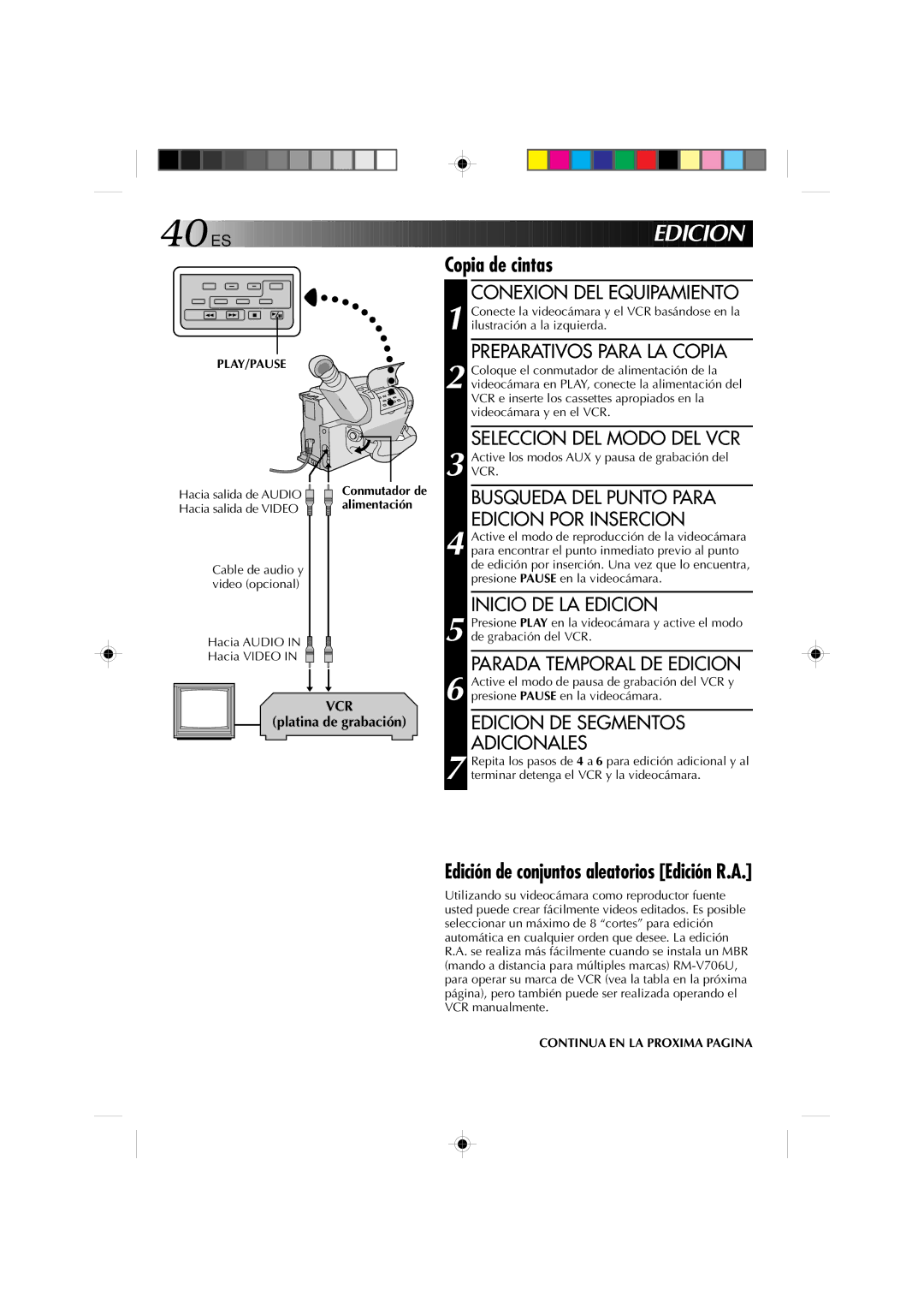 JVC GR-AX1027 manual Platina de grabación, Play/Pause 