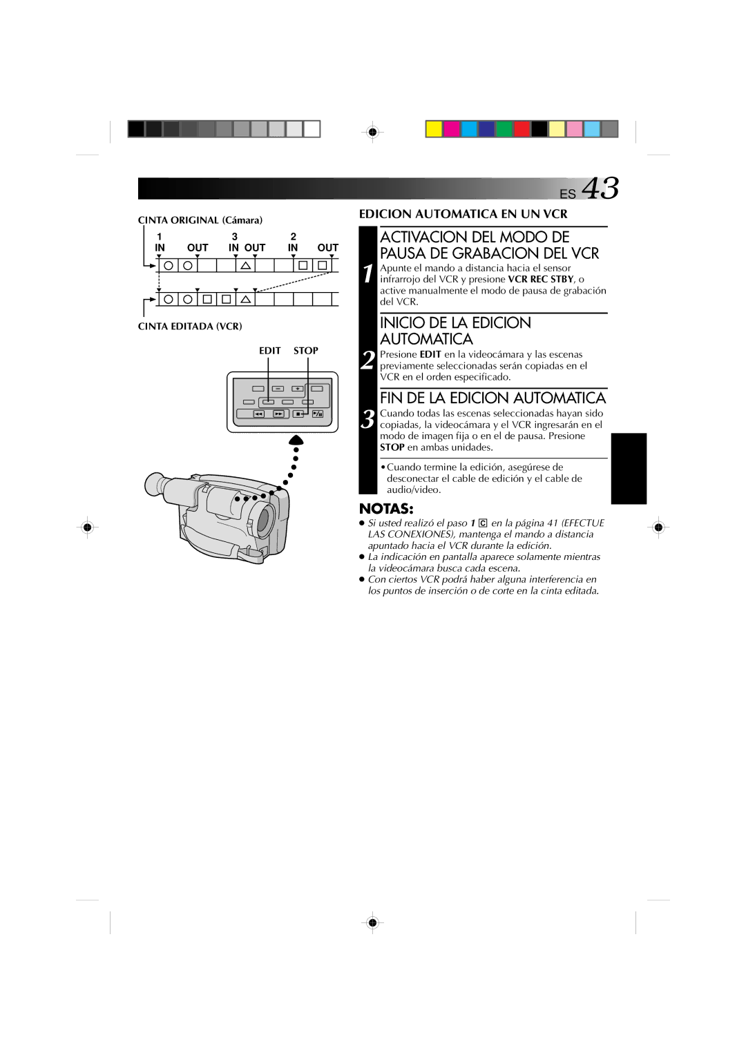 JVC GR-AX1027 manual Inicio DE LA Edicion Automatica, FIN DE LA Edicion Automatica, Cinta Original Cámara 