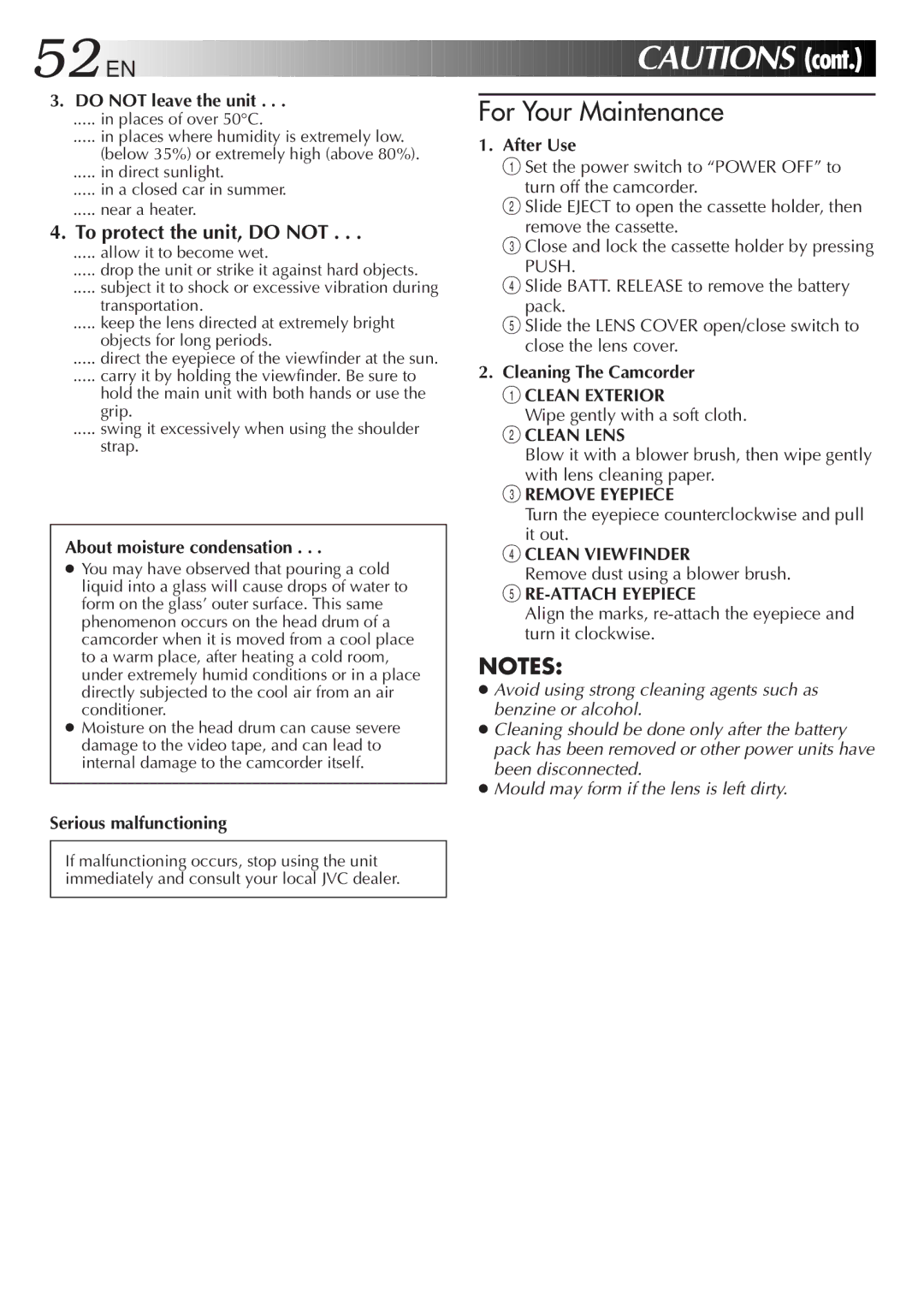 JVC GR-AX11EG instruction manual Cont 