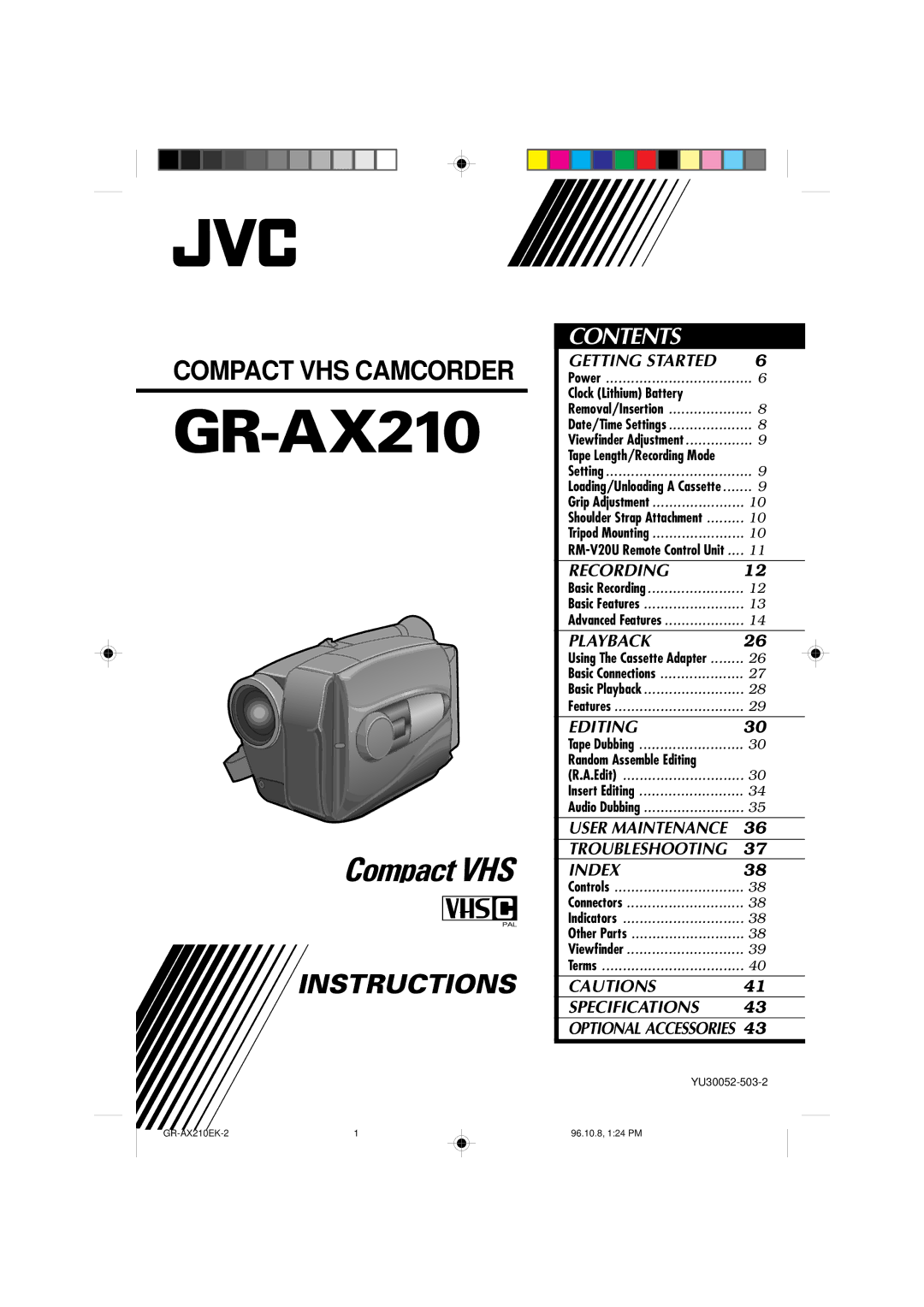 JVC GR-AX210 specifications 