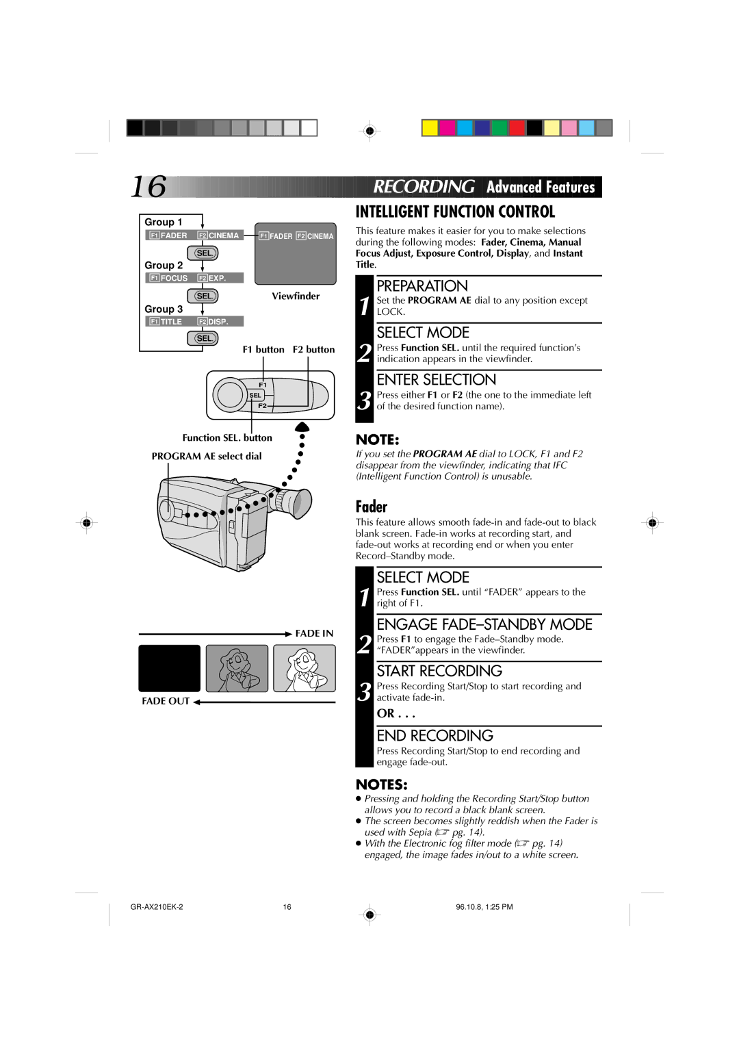 JVC GR-AX210 specifications Fader 