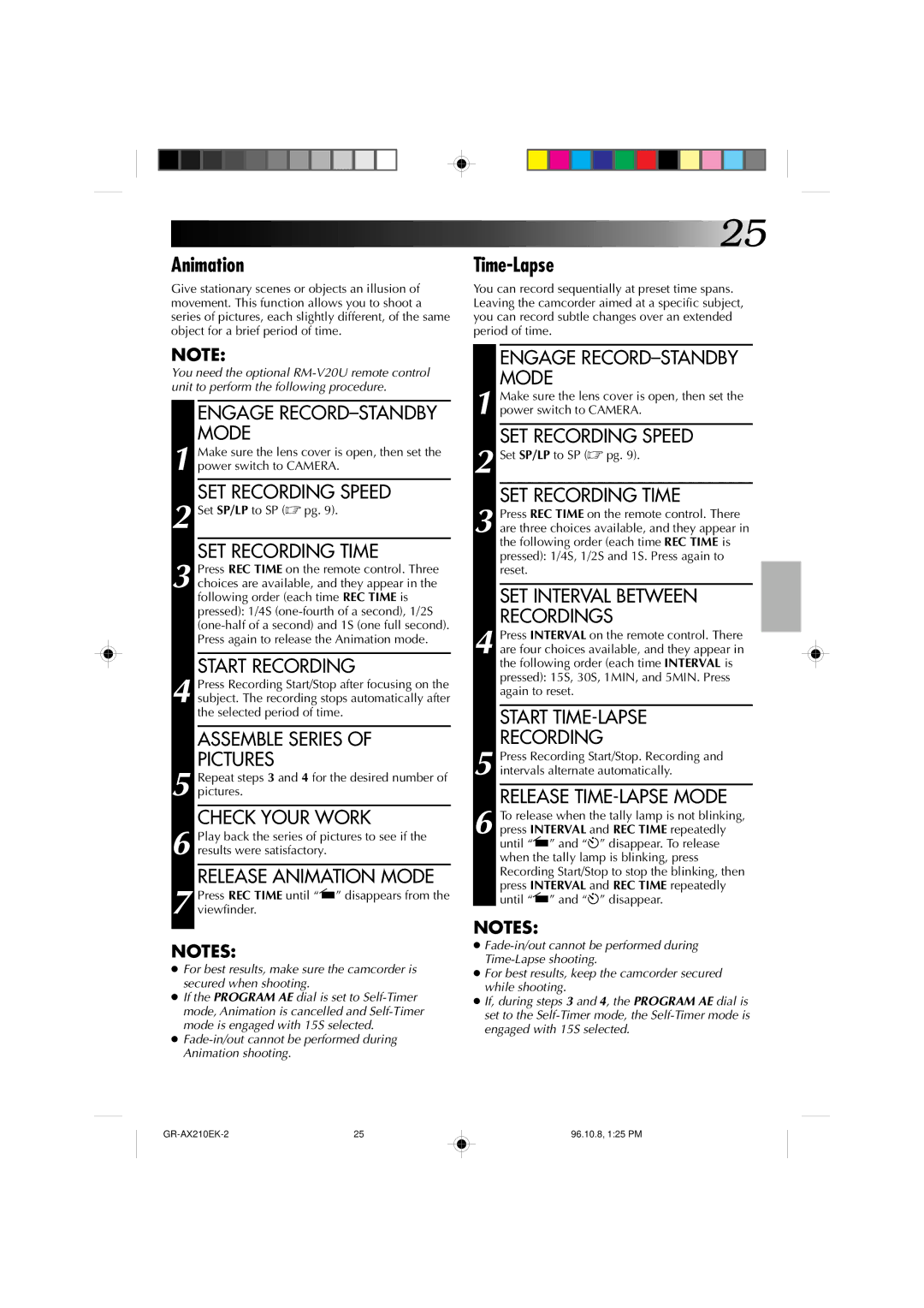 JVC GR-AX210 specifications Check Your Work, Release Animation Mode 