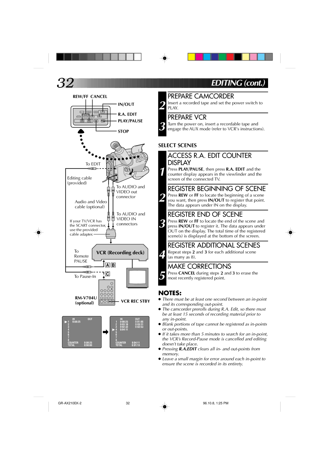 JVC GR-AX210 specifications Editin G 