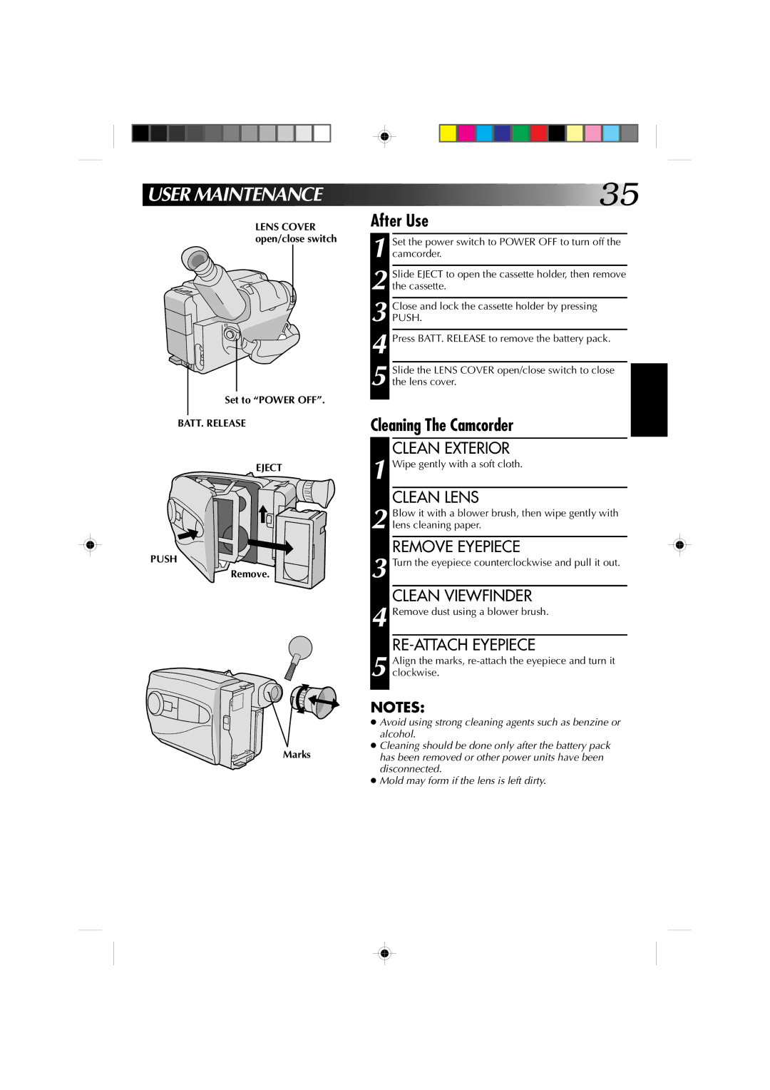 JVC GR-AX227 manual User Maintenance, After Use, Cleaning The Camcorder 